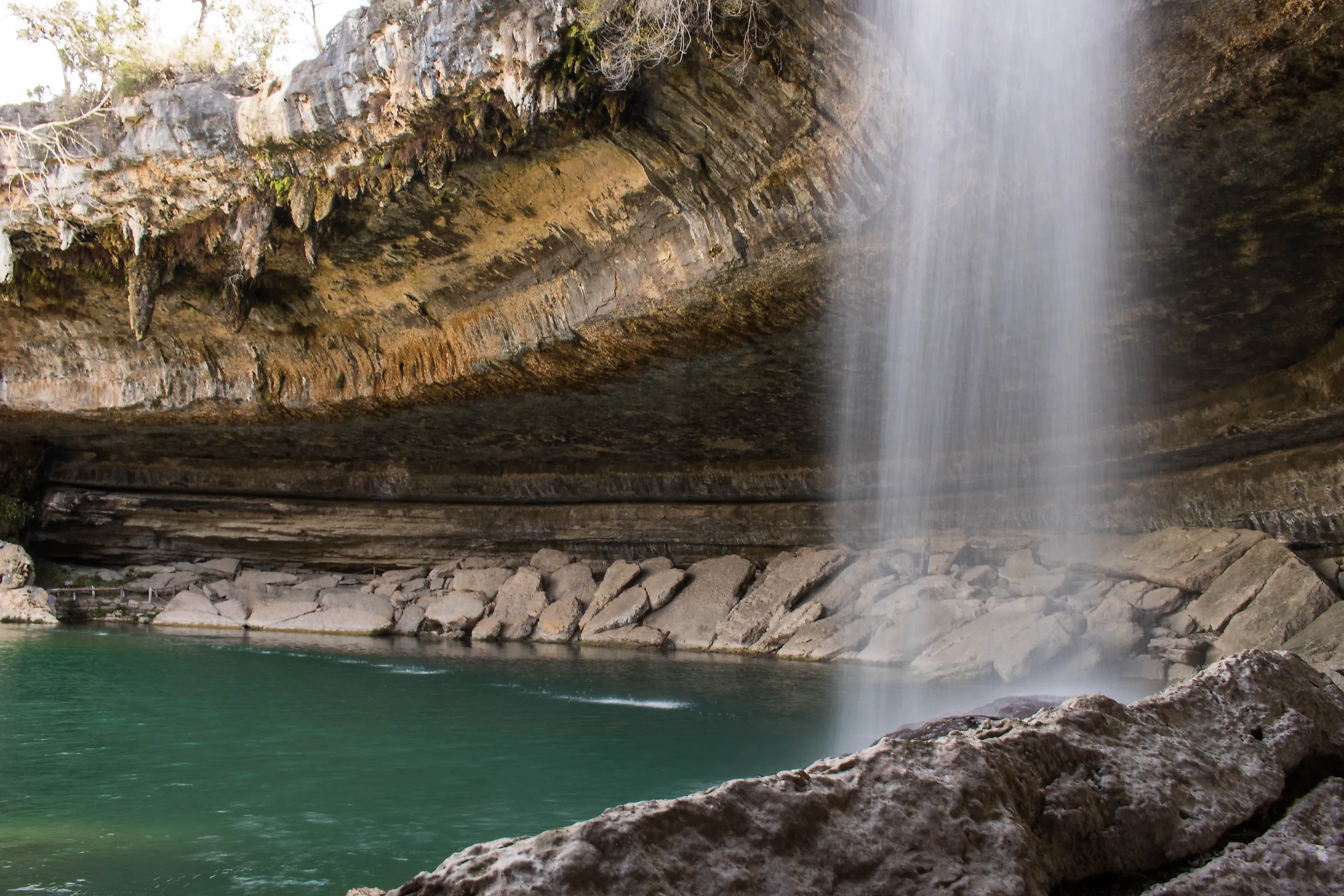 The grotto at the Hamilton Pool Preserve in Dripping Springs, Texas. Shutterstock.com