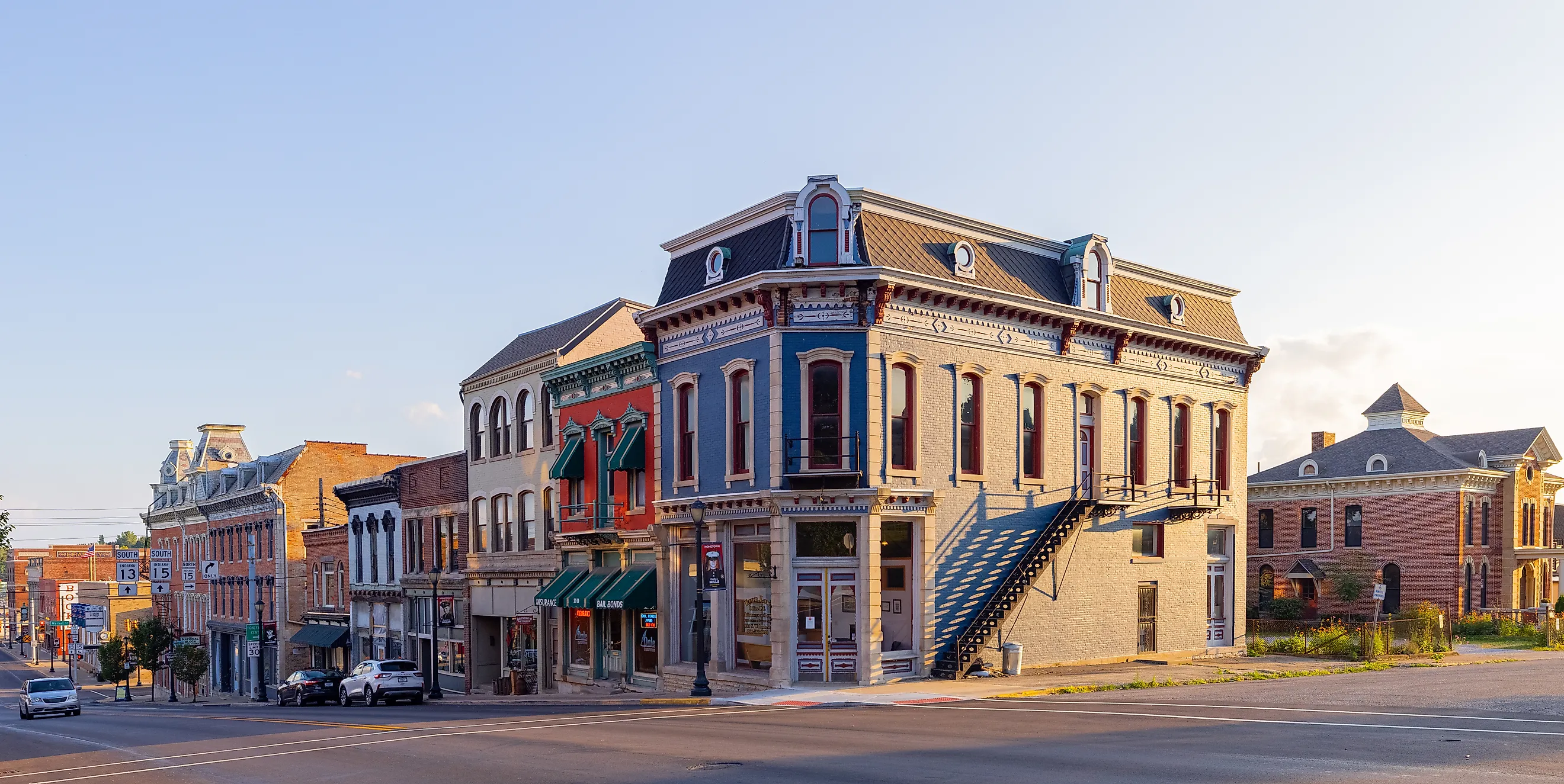 The business district on Main Street in Wabash. Roberto Galan / Shutterstock.com