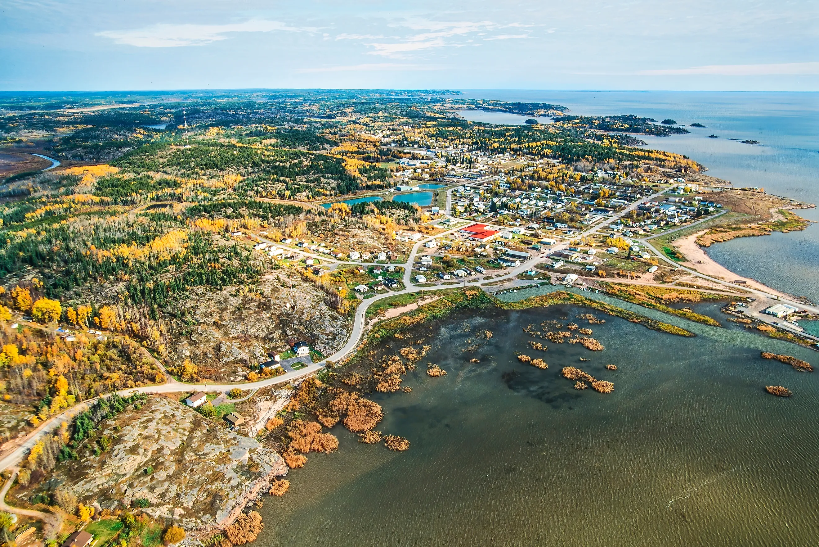 Aerial image of Fort Chipewyan, Alberta, Canada.