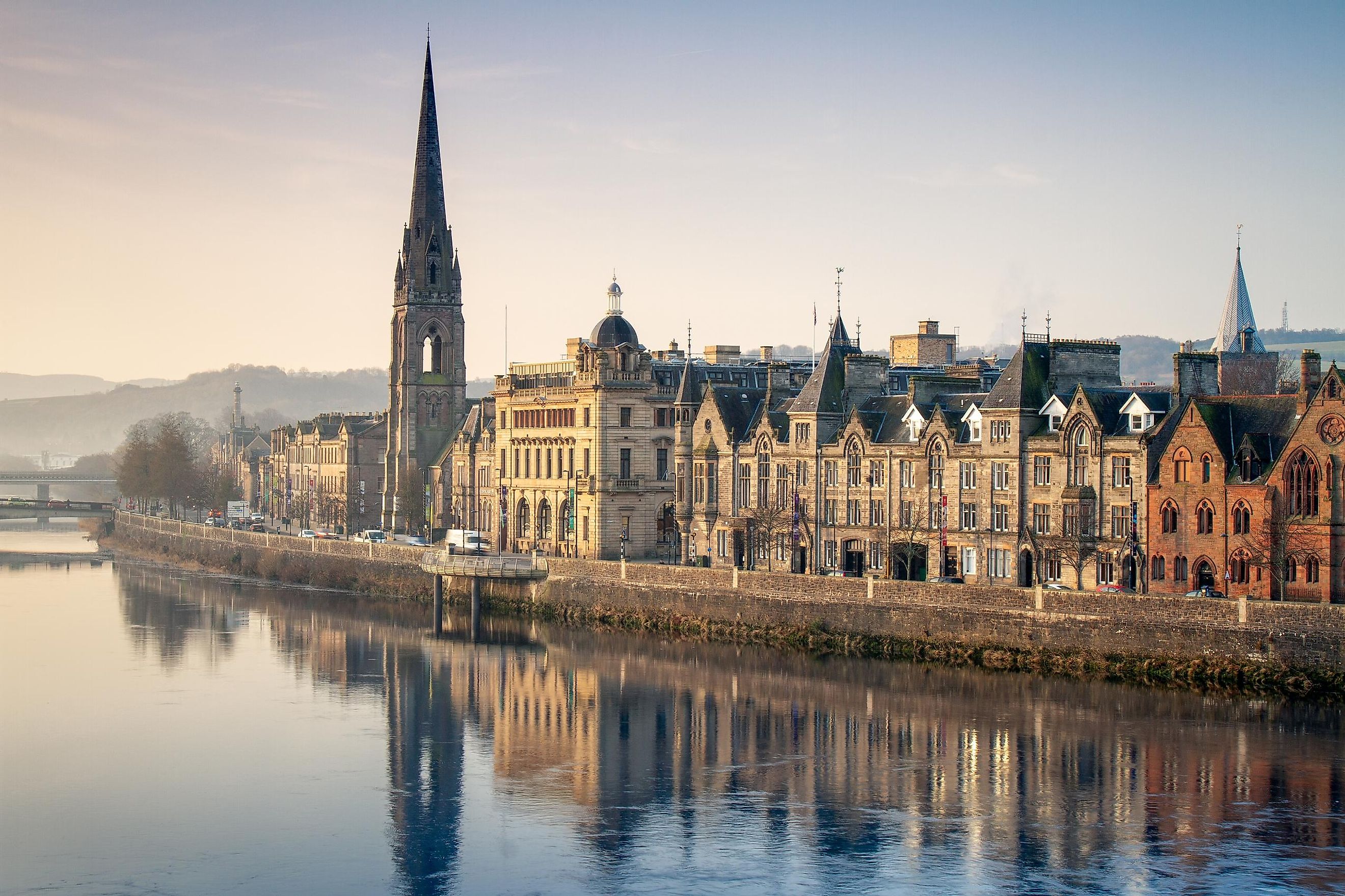 Morning on the River Tay in Perth, Scotland.