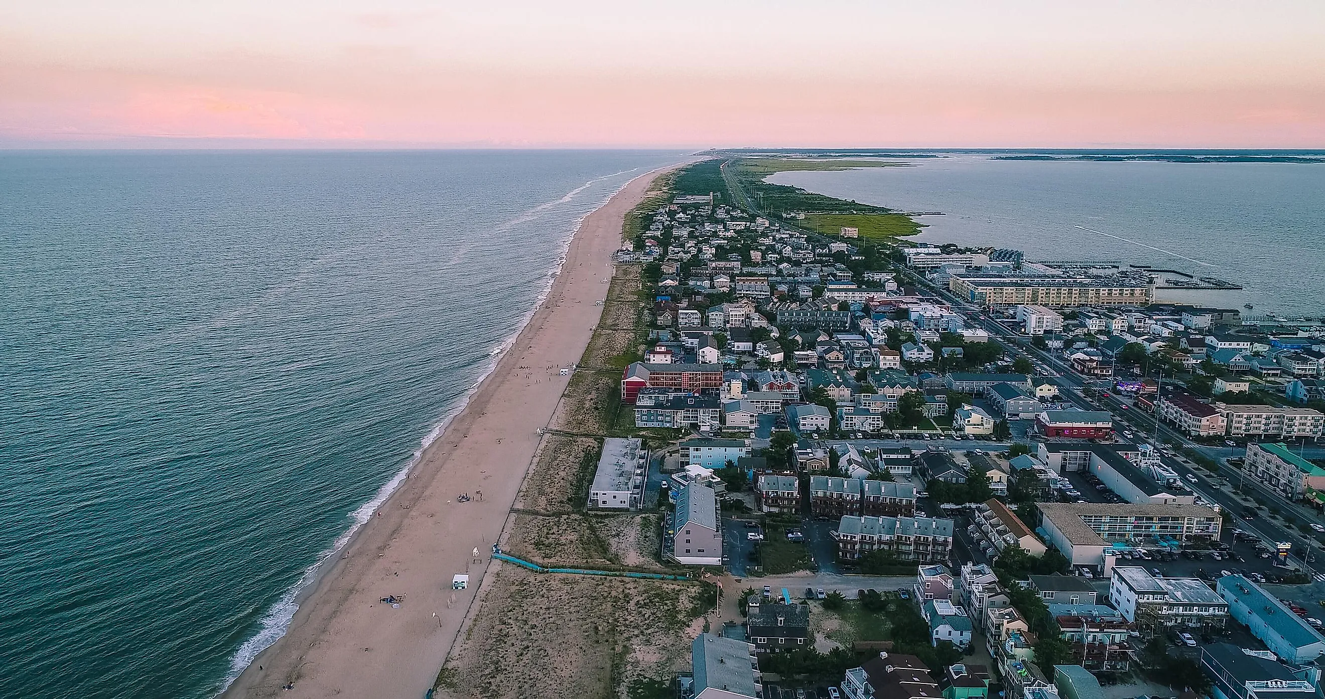 An aerial view of Dewey Beach in Delaware, a popular summertime tourist destination