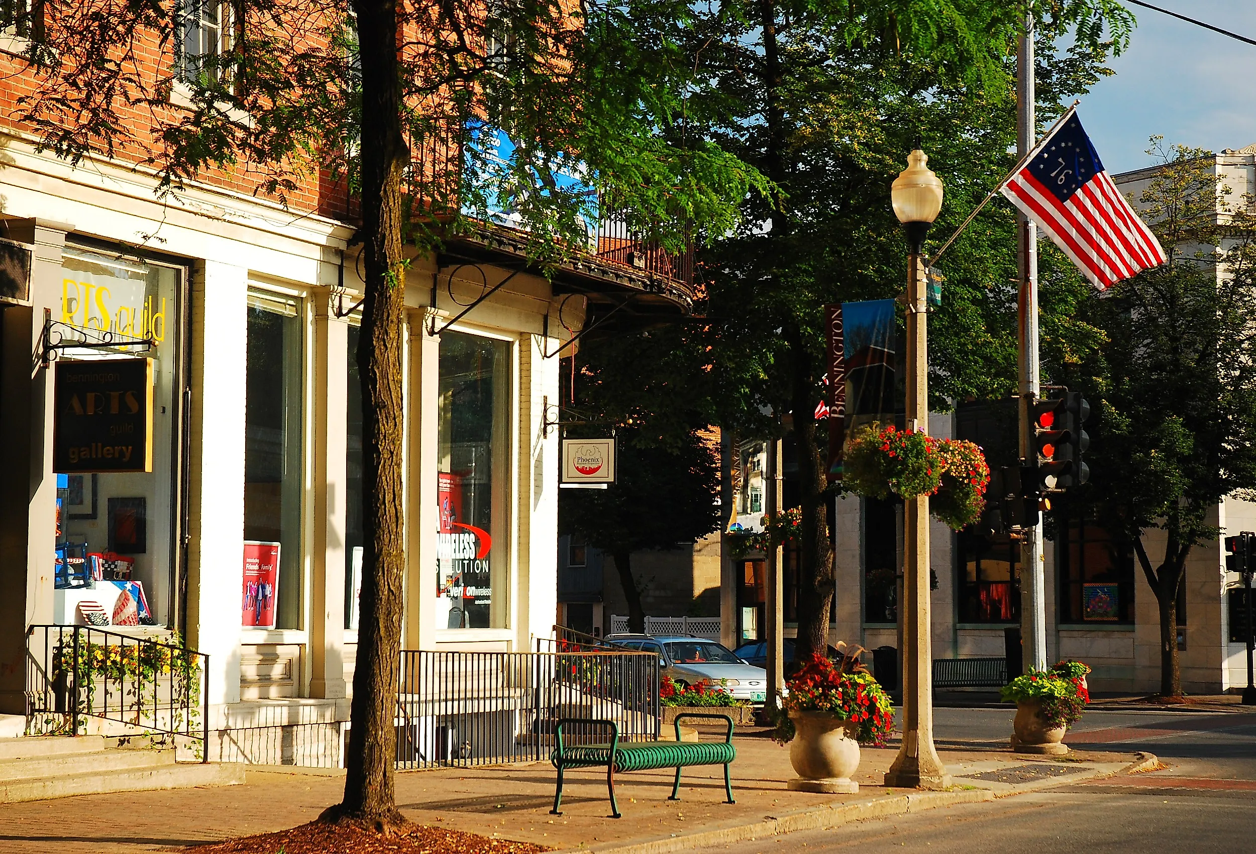 The downtown district of Bennington, Vermont. Image credit James Kirkikis via Shutterstock
