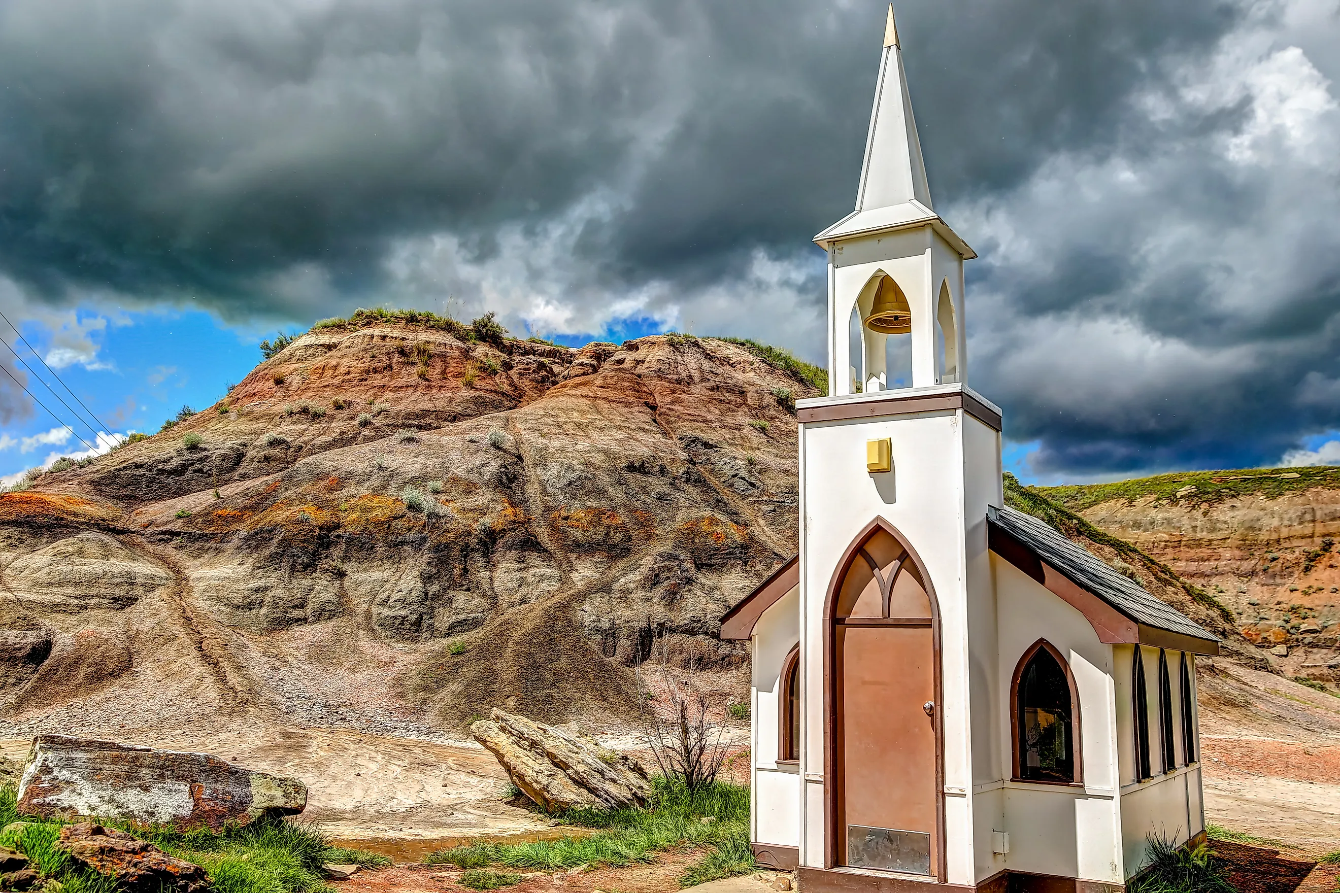 Chapel outside Drumheller, Alberta. Editorial credit: Todamo / Shutterstock.com