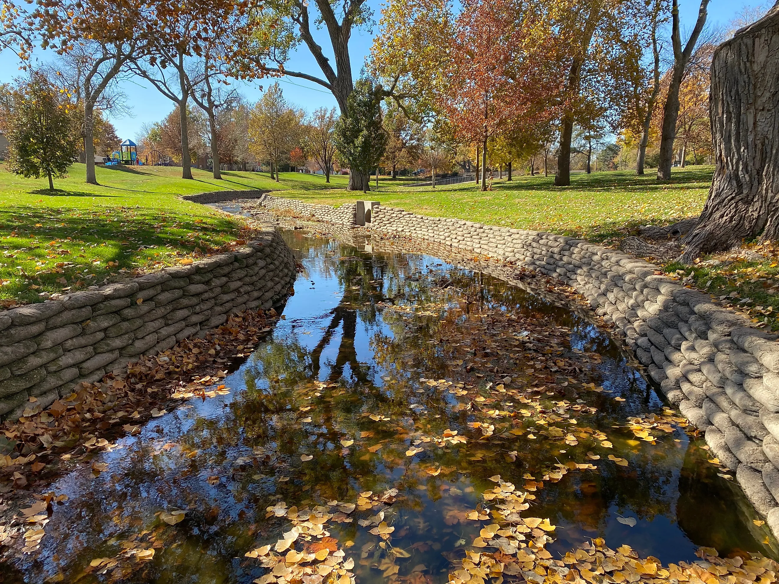 Looking over the stream in Heartwell Park, Hastings