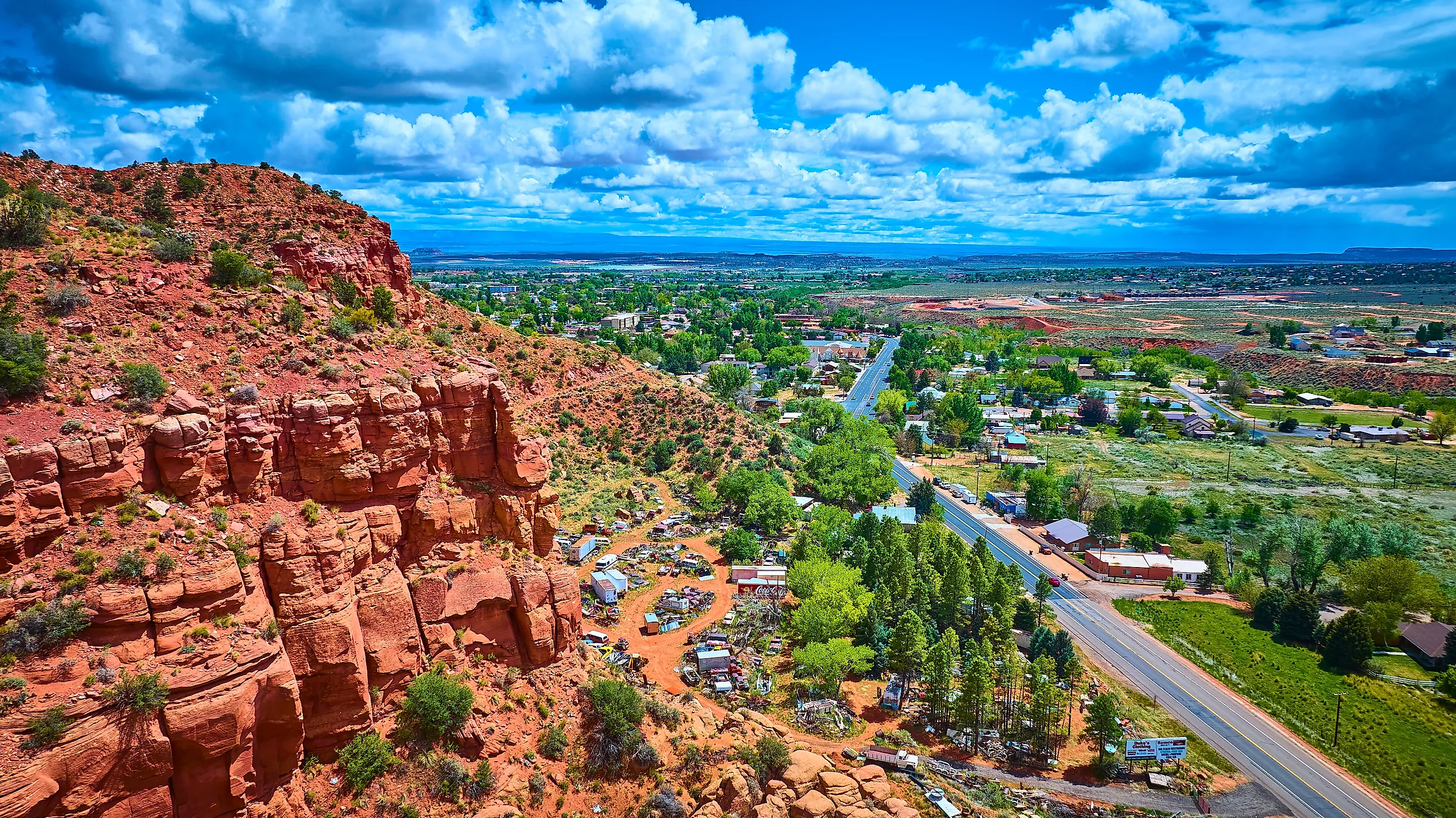 Aerial view of Kanab, Utah.