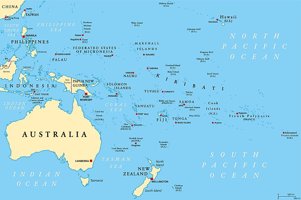A map of Oceania.