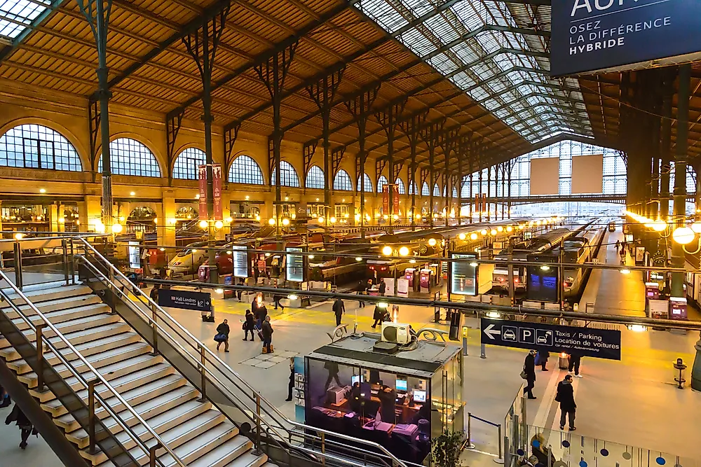 Paris' Garde du nord is the busiest railway station in Europe by passenger traffic. Editorial credit: TungCheung / Shutterstock.com.