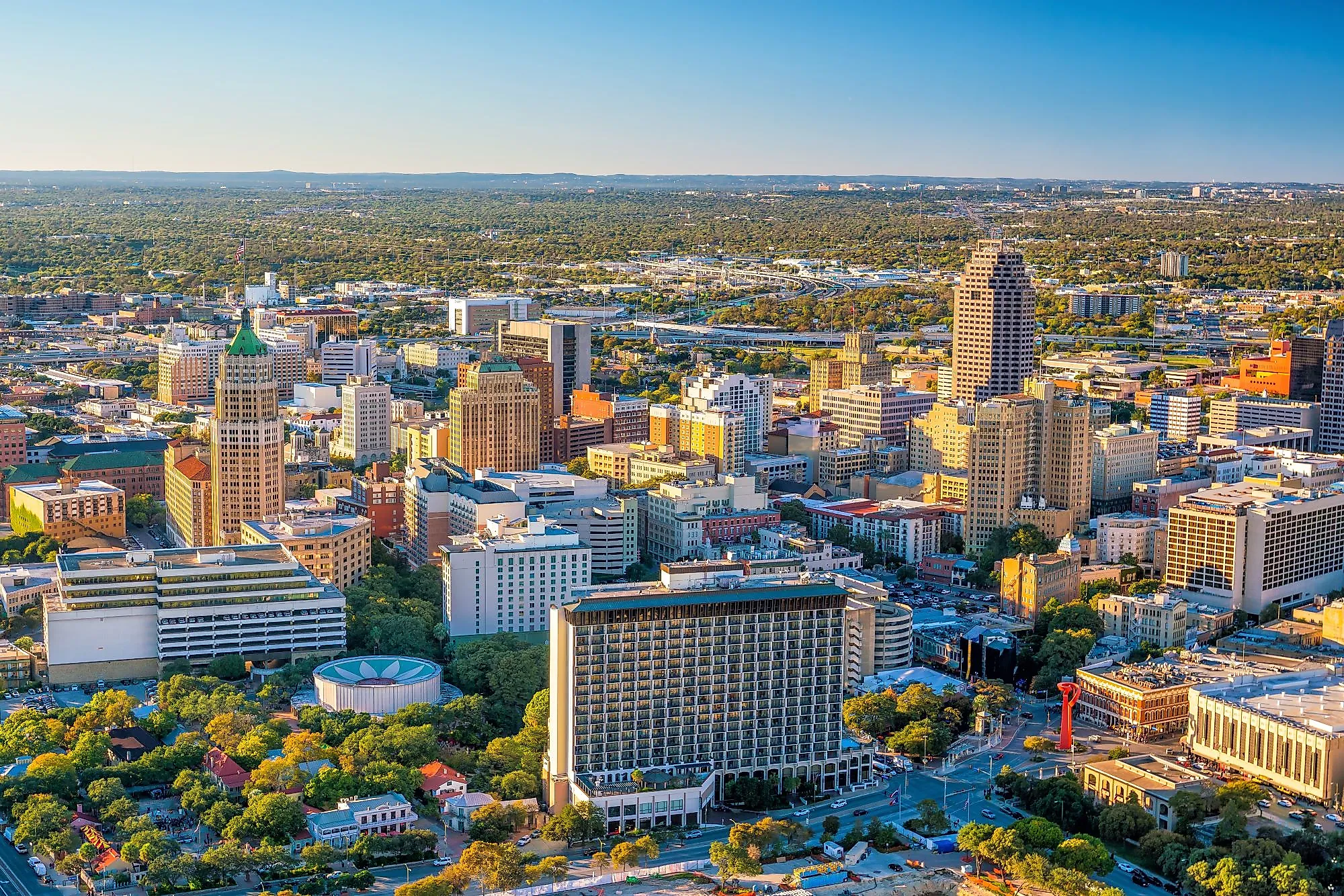 Aerial view of downtown San Antonio in Texas. 