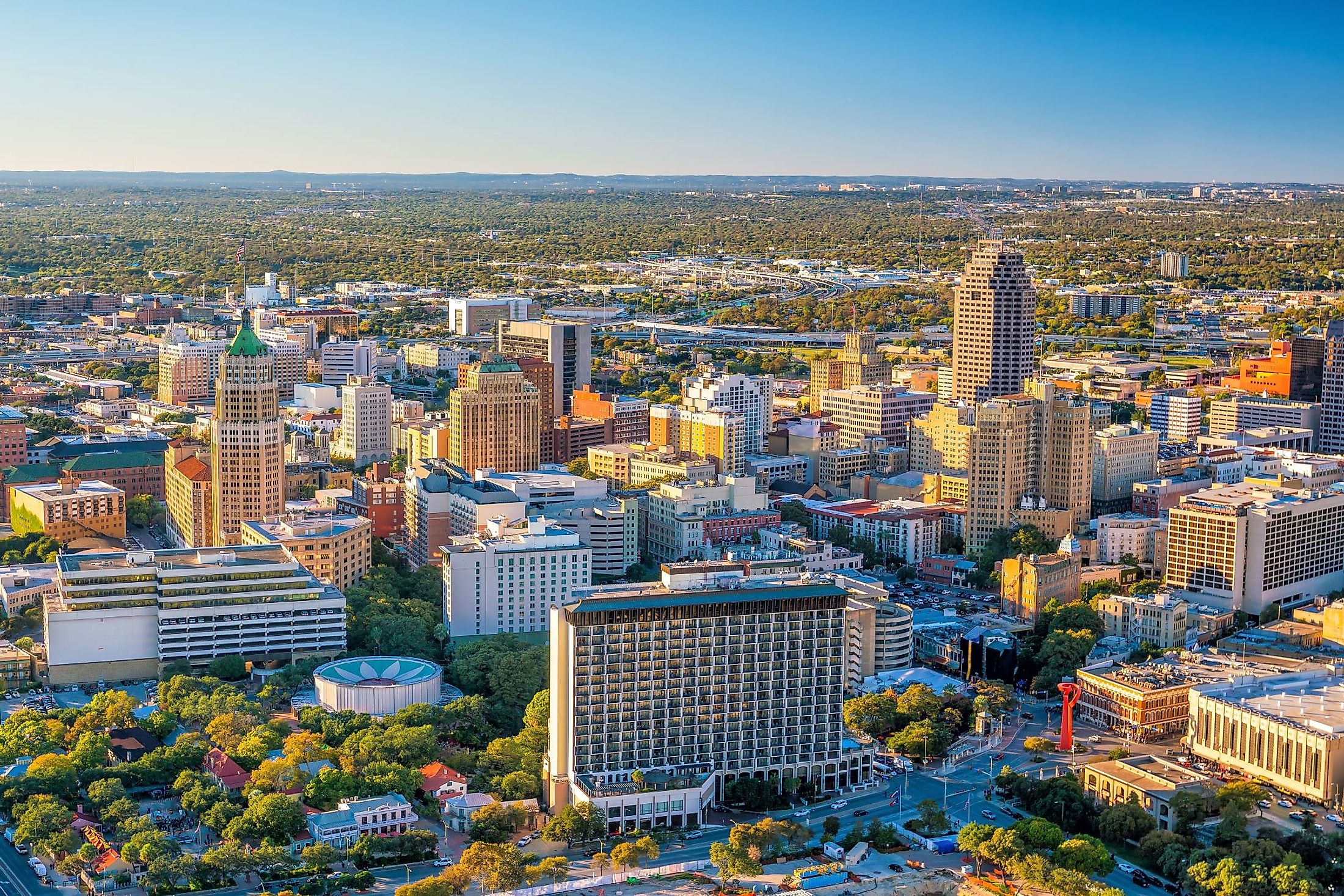 Aerial view of downtown San Antonio in Texas. 