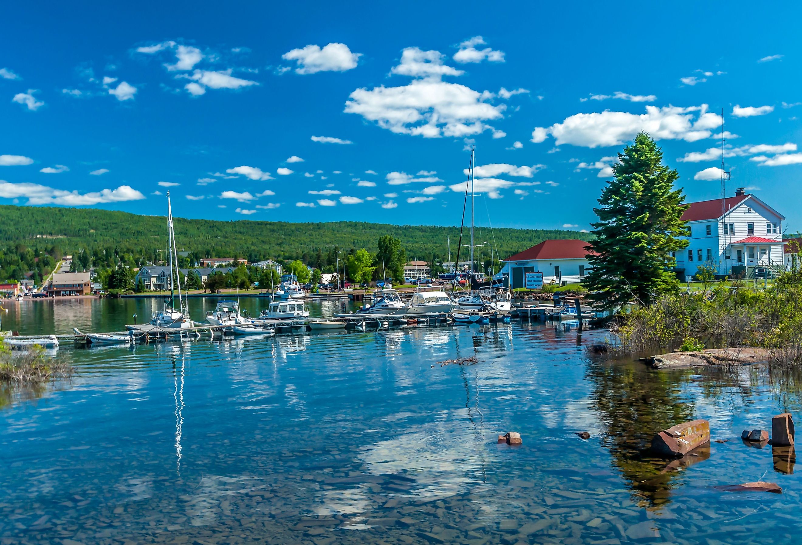 US Coast Guard Station of North Superior at Grand Marais, Minnesota on Lake Superior.