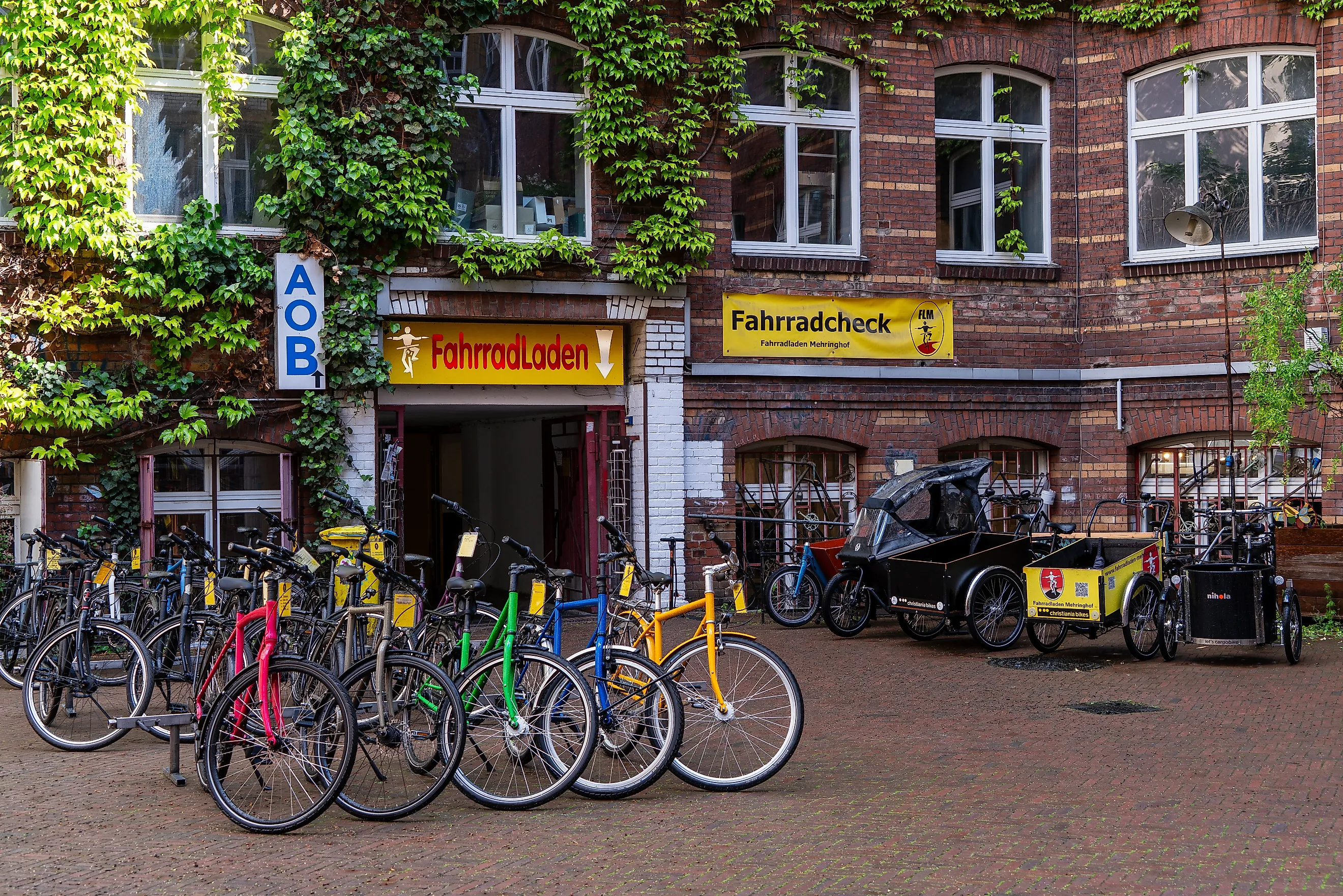 The Mehringhof is an alternative cultural center in Kreuzberg. There is a bicycle store with a workshop, a bookshop, a theater and many projects. Editorial credit: Mo Photography Berlin / Shutterstock.com