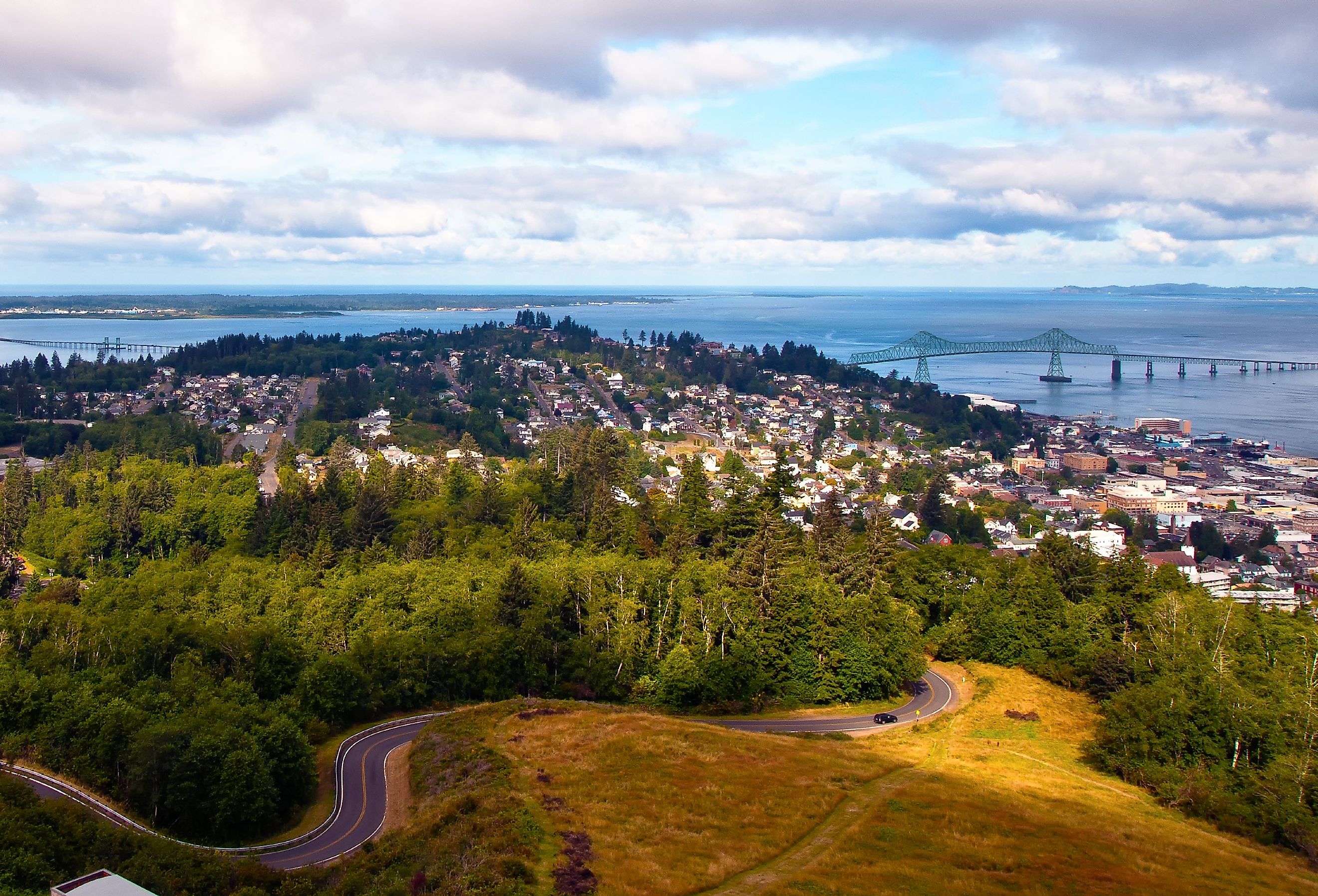 View overlooking Astoria, Oregon and the Columbia River.