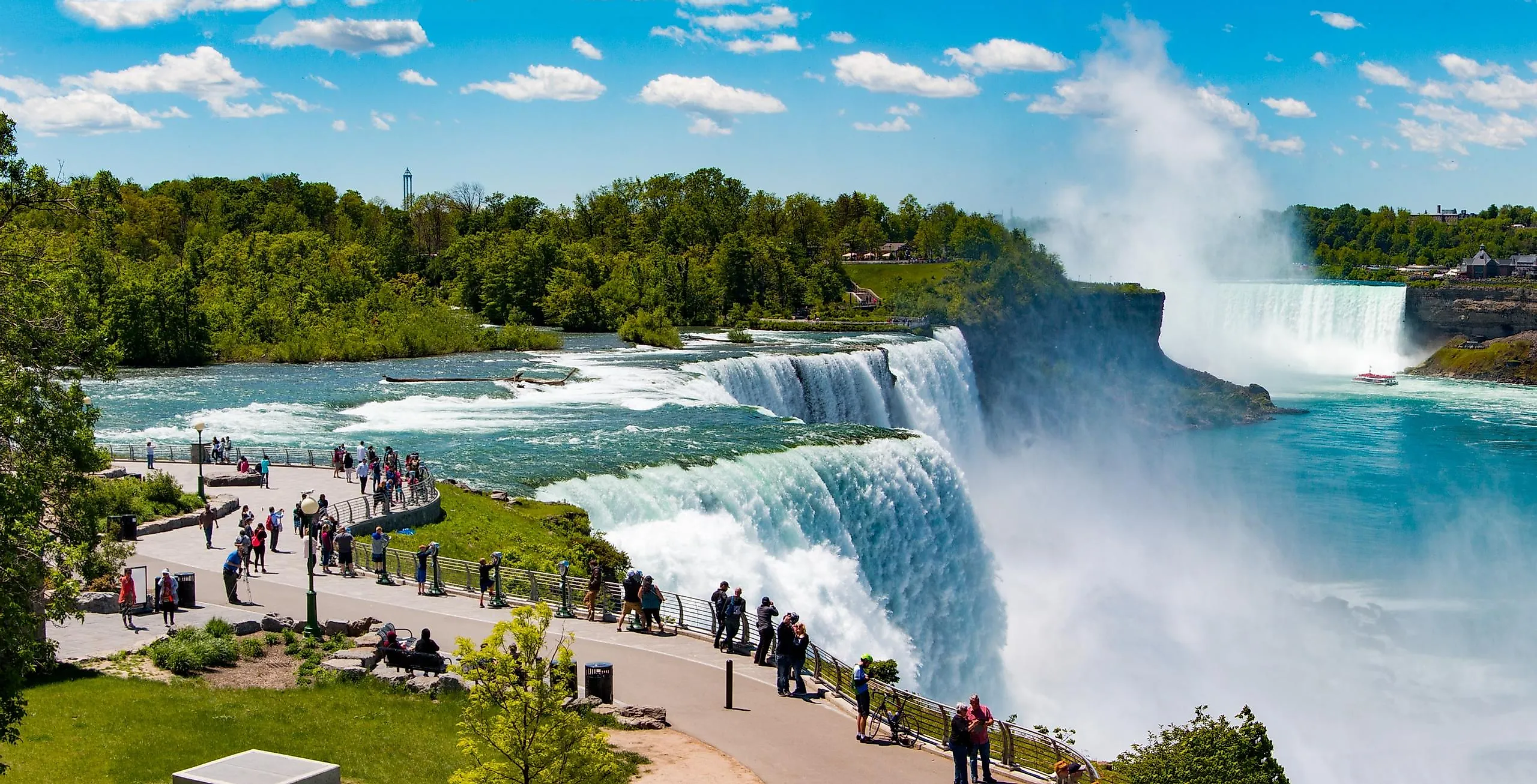 People observing the Niagara Falls in New York.