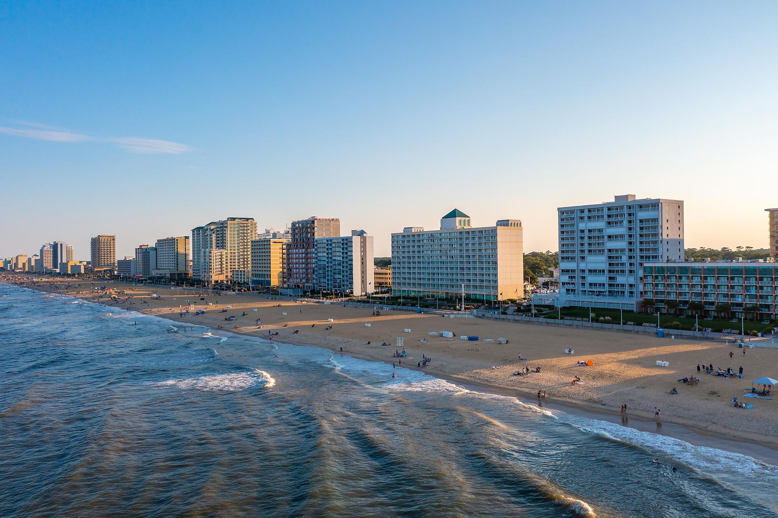 Aerial view of the skyline of the Virginia Beach cceanfront