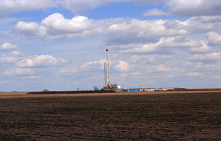 An oil drilling rig in Alberta.