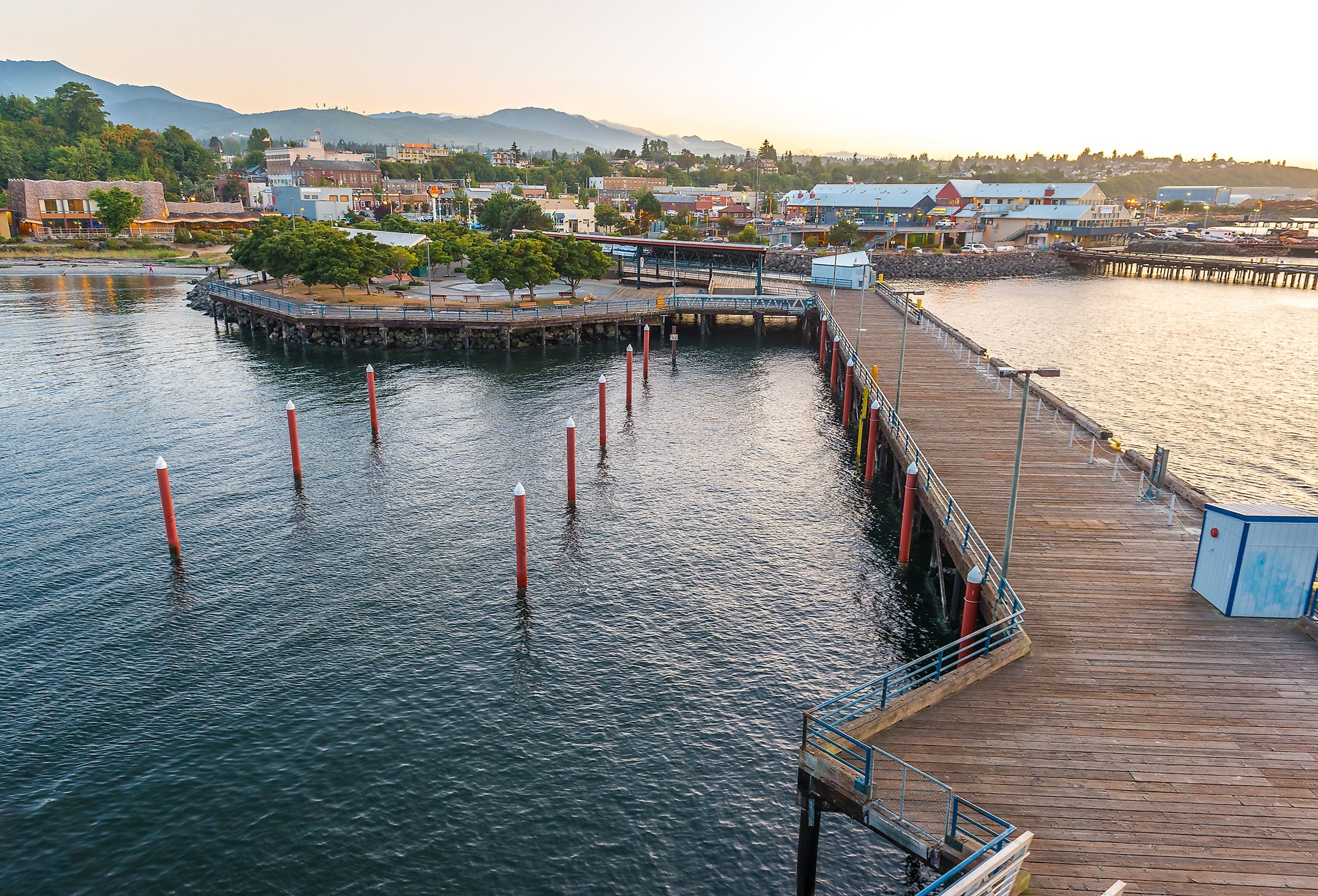 Overlooking Port Angeles City Pier view, Washington.