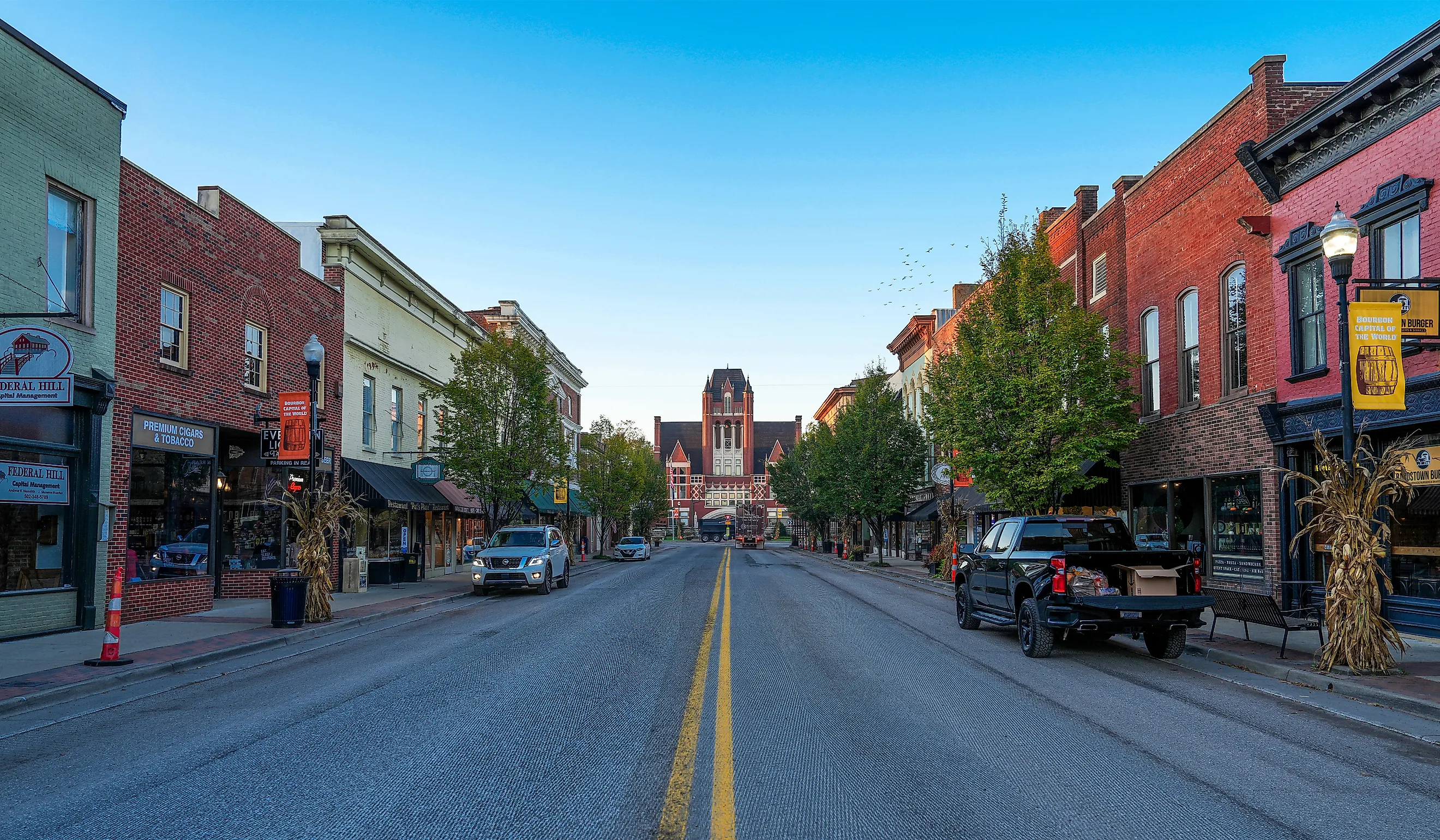 Brick buildings along the main street in Bardstown, Kentucky. Image credit Jason Busa via Shutterstock