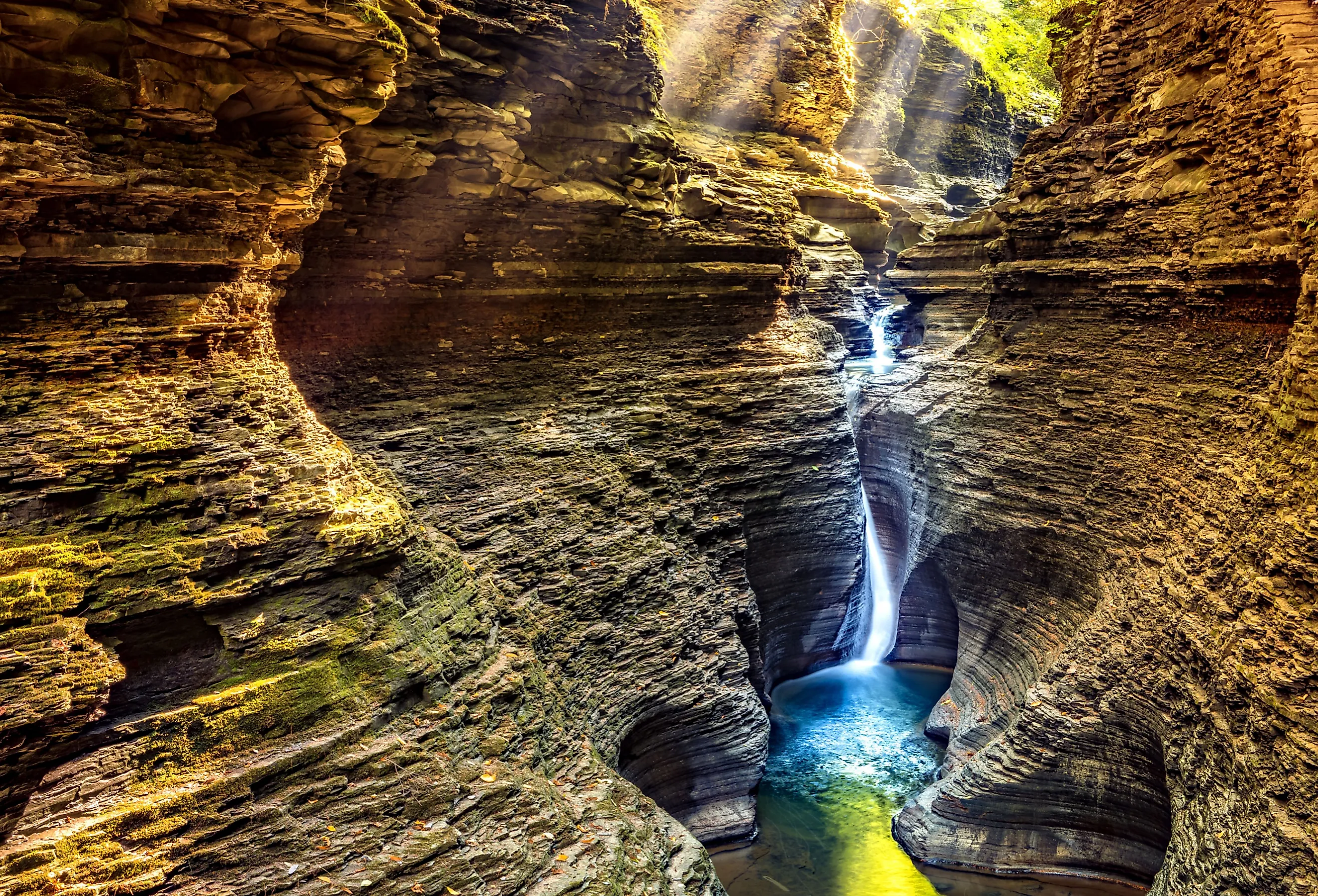 Watkins Glen State Park waterfall canyon in Upstate New York.