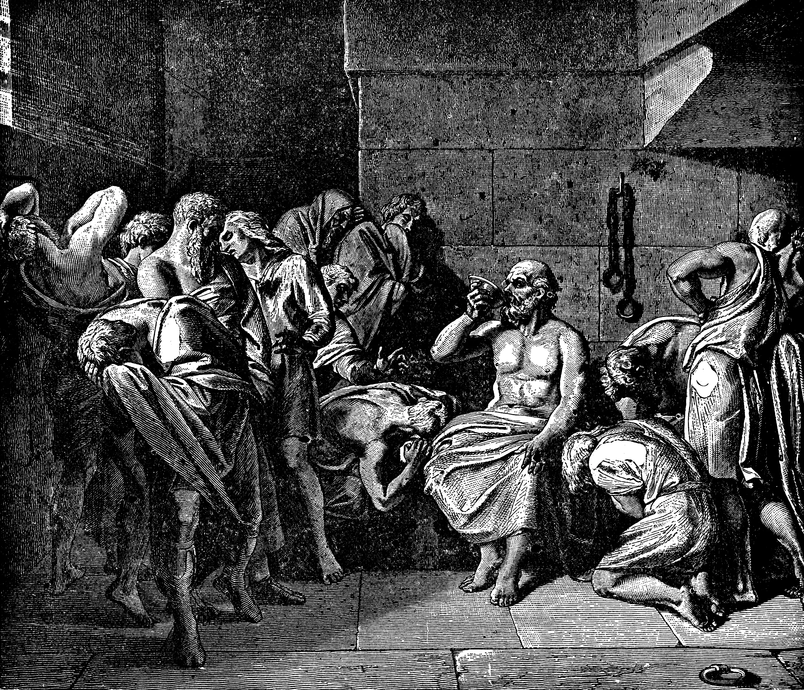 Socrates Death, sentenced to death by drinking hemlock poison (circa 4th century BC).