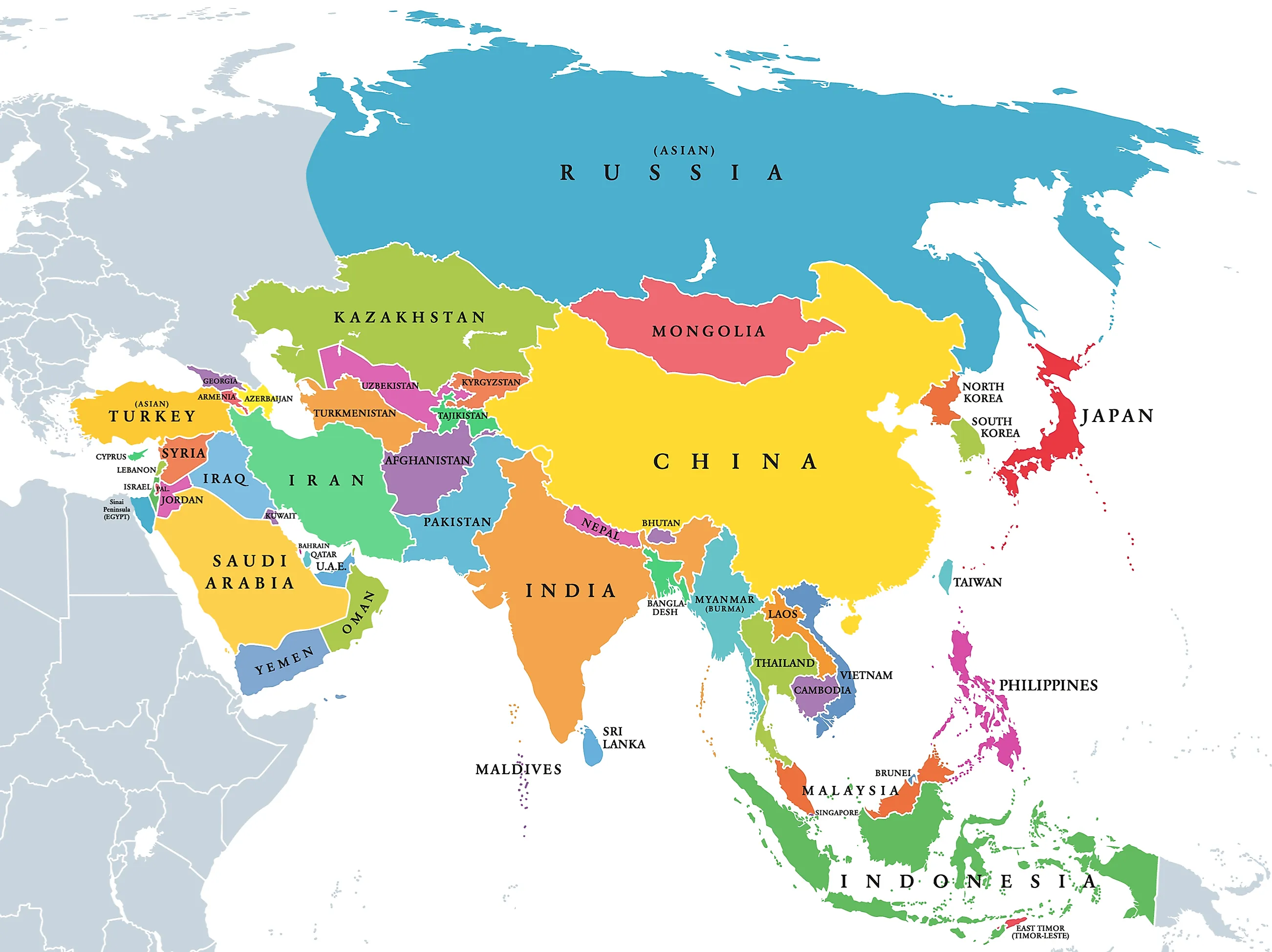 Map of Asia. Image credit: Peter Hermes Furian/Shutterstock.com