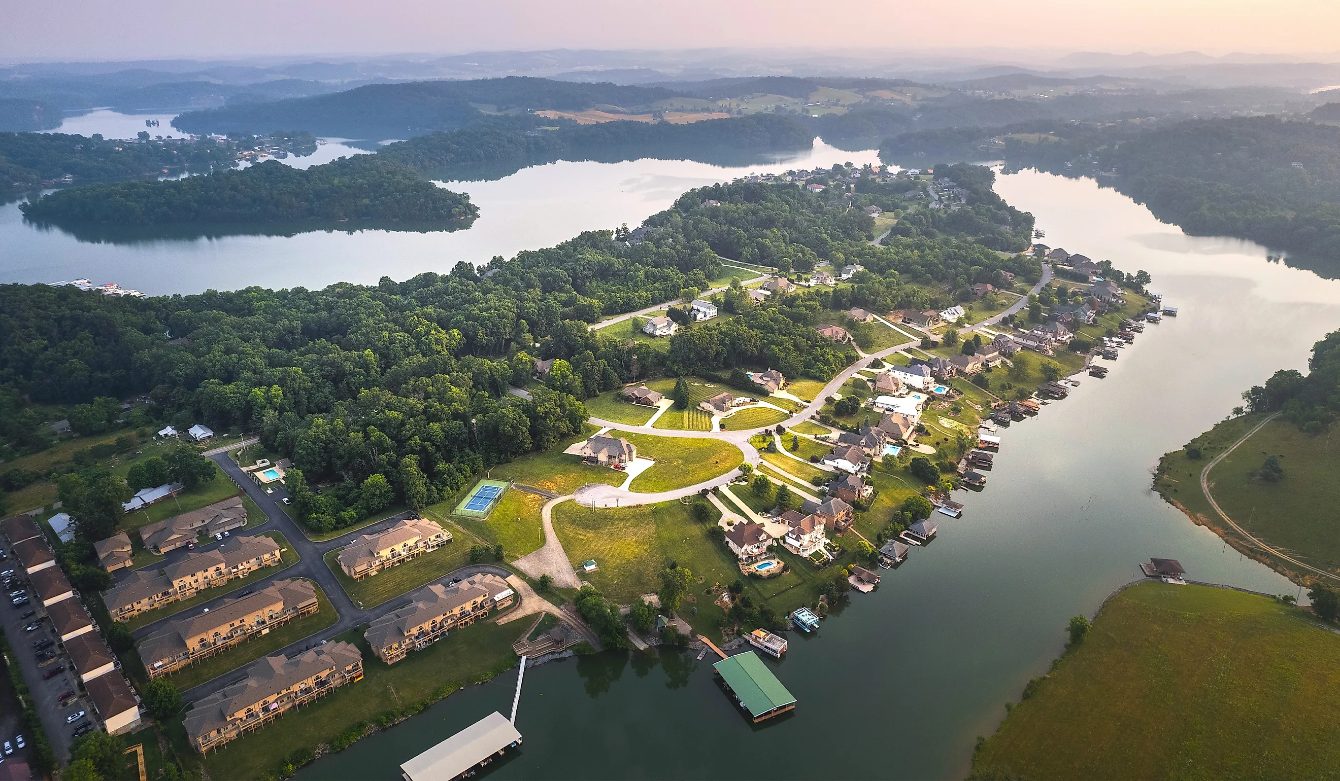 Aerial view of Johnson City, Tennessee.
