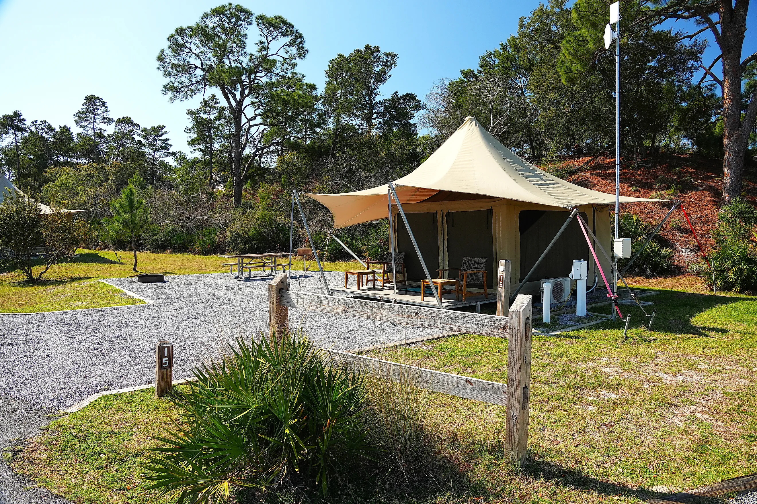 Campground and wildlife at St Andrews State Park Florida. 