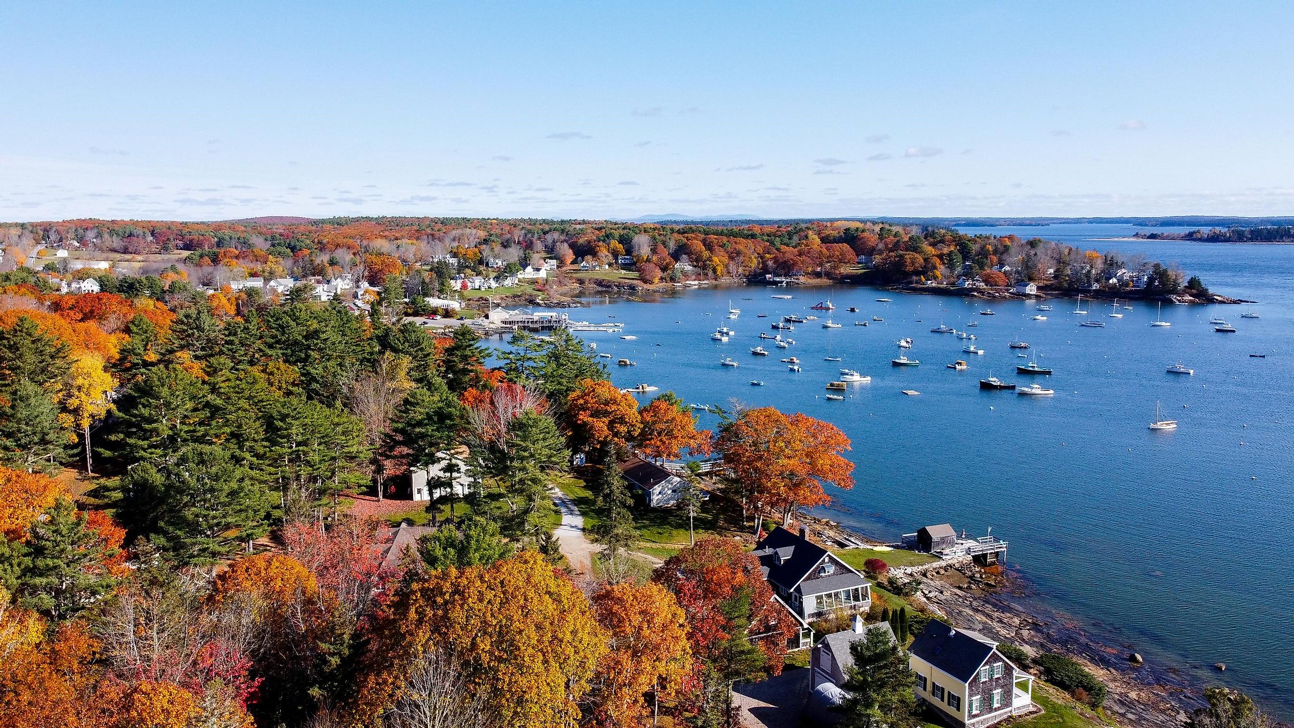 Aerial view of Camden, Maine.