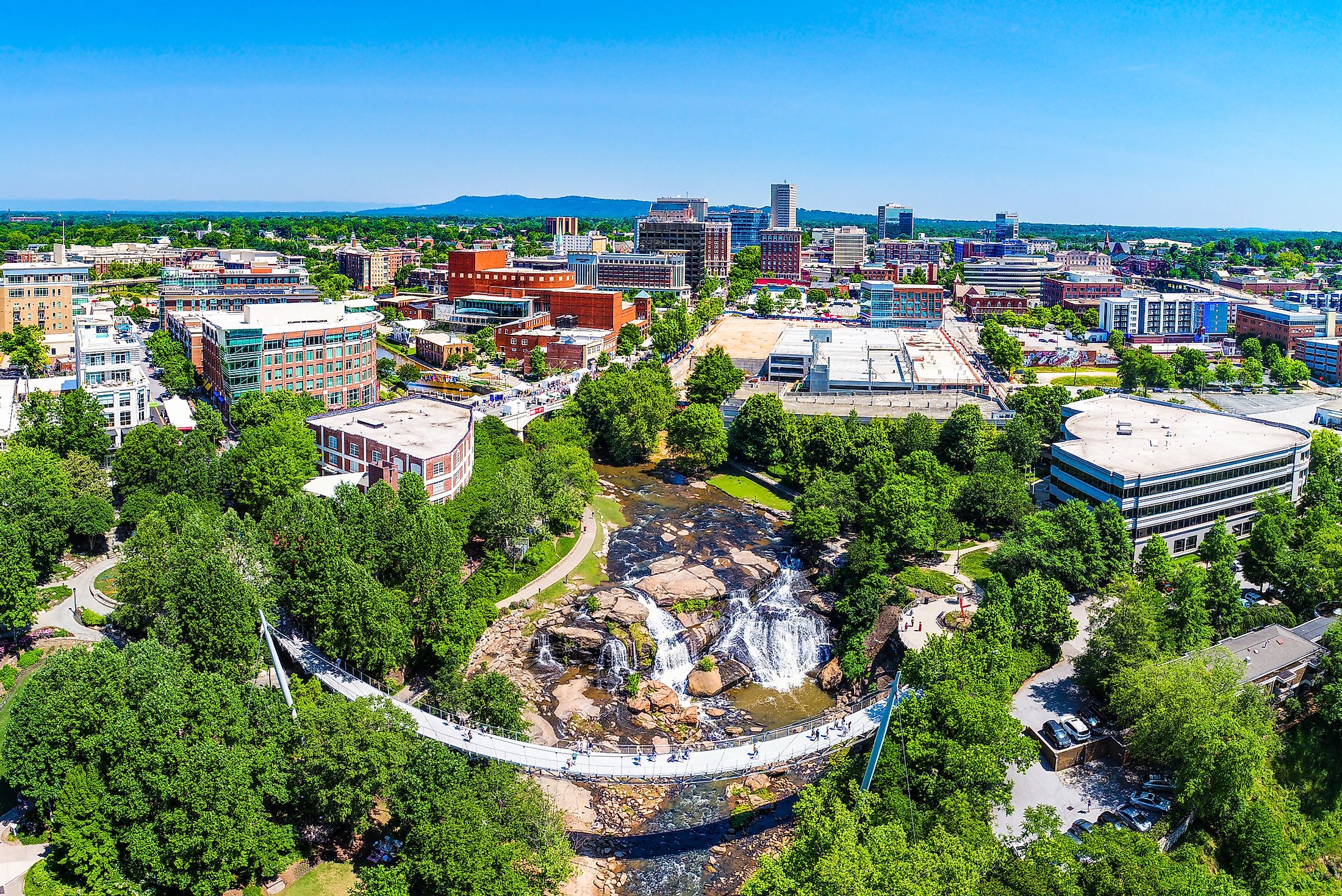 Aerial view of the city of Greenville in South Carolina.
