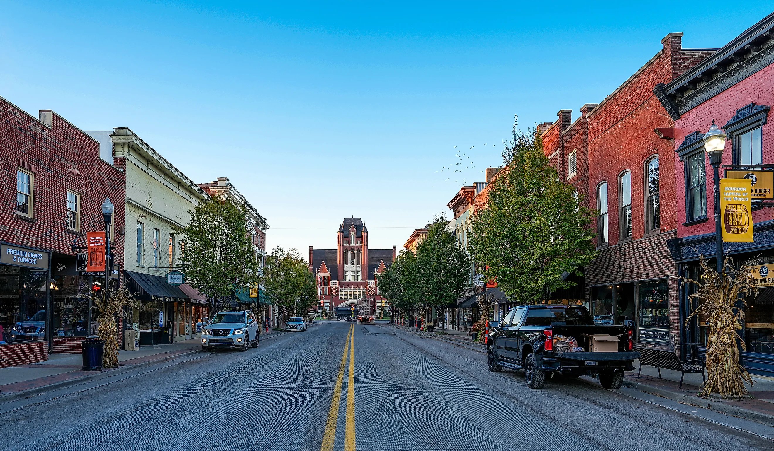 Brick buildings along the main street in Bardstown, Kentucky. Image credit Jason Busa via Shutterstock