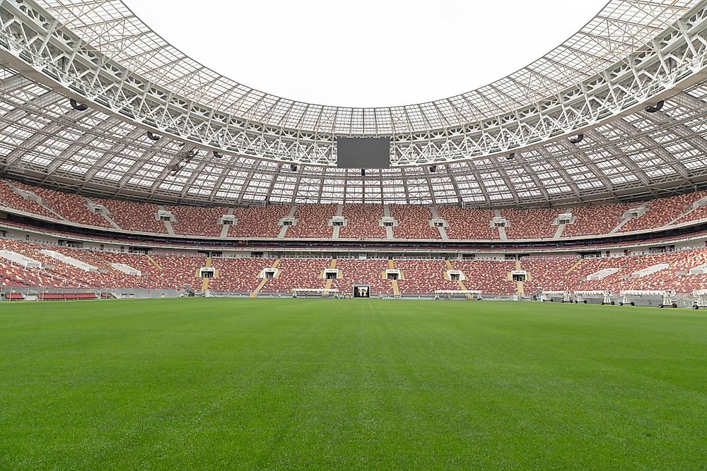 The field of the Luzhniki Stadium which was specially renovated for the 2018 FIFA World Cup. Editorial credit: Olga.Sh / Shutterstock.com.