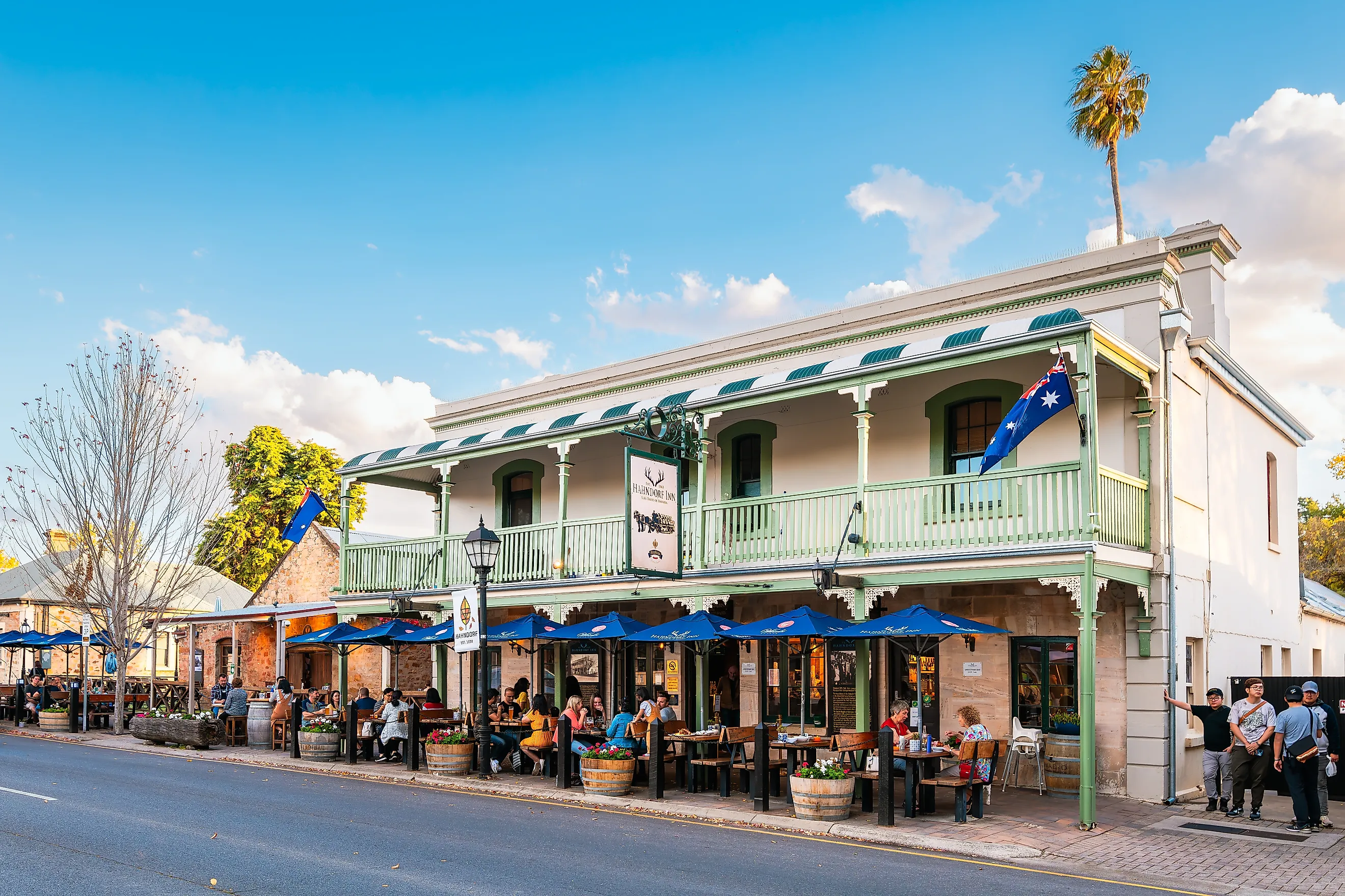 People dining at The Hahndorf Inn German restaurant in Hahndorf, Adelaide Hills, South Australia