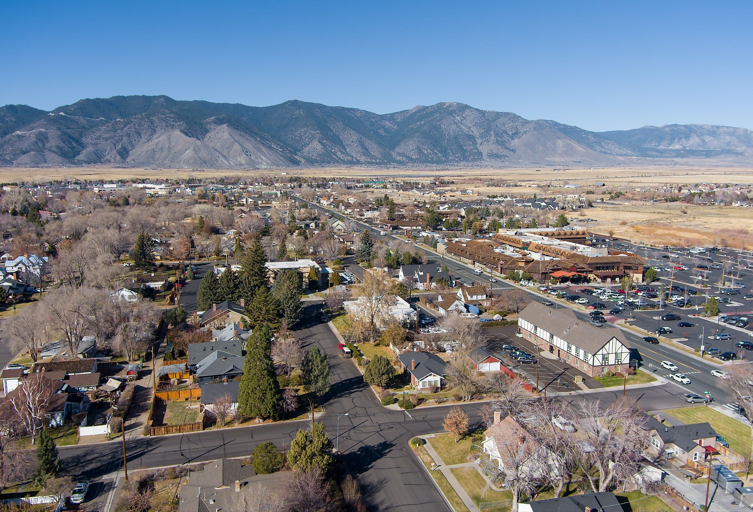Aerial view of Minden and Gardnerville, Nevada. Editorial credit: Gchapel / Shutterstock.com