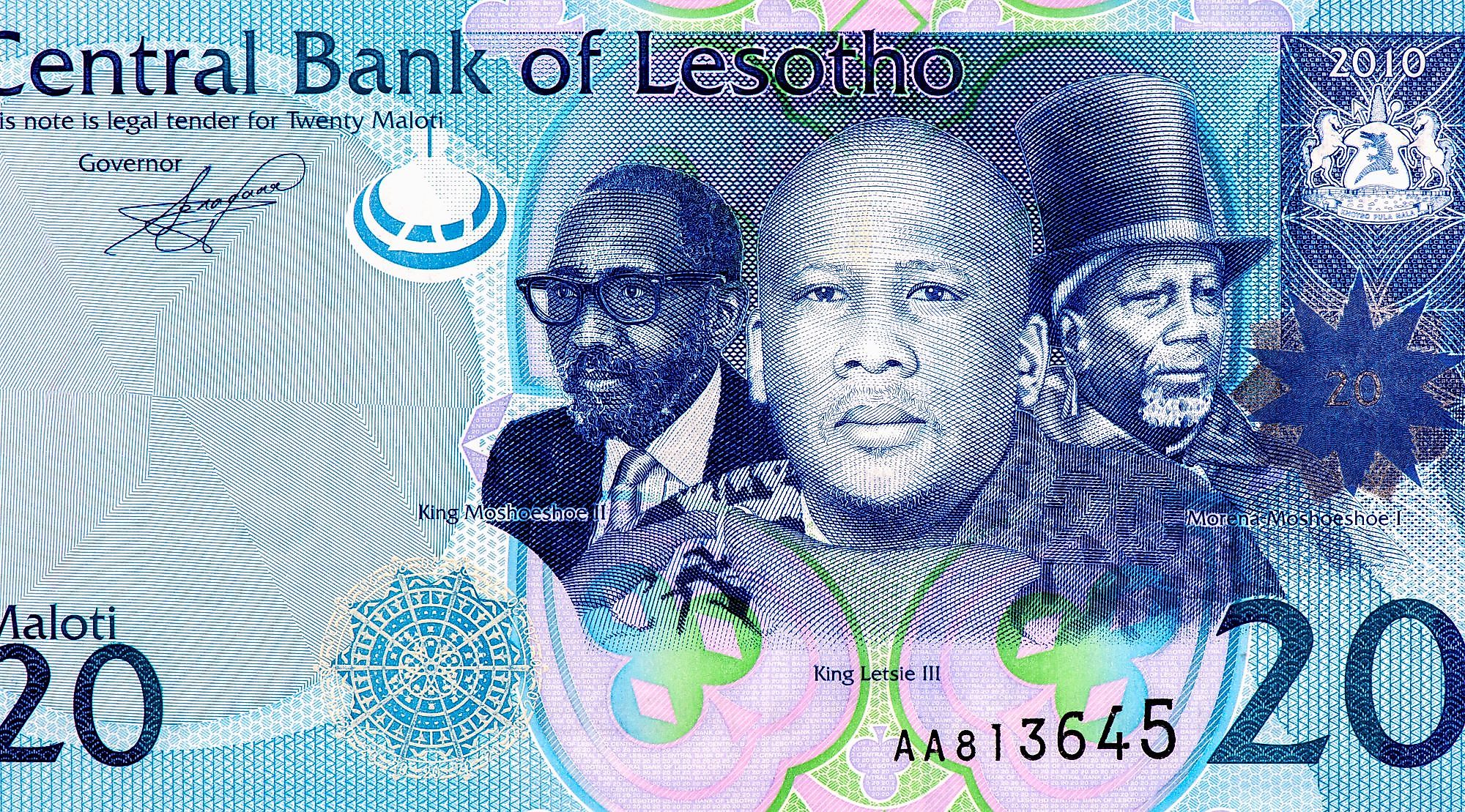 Lesotho loti banknote.