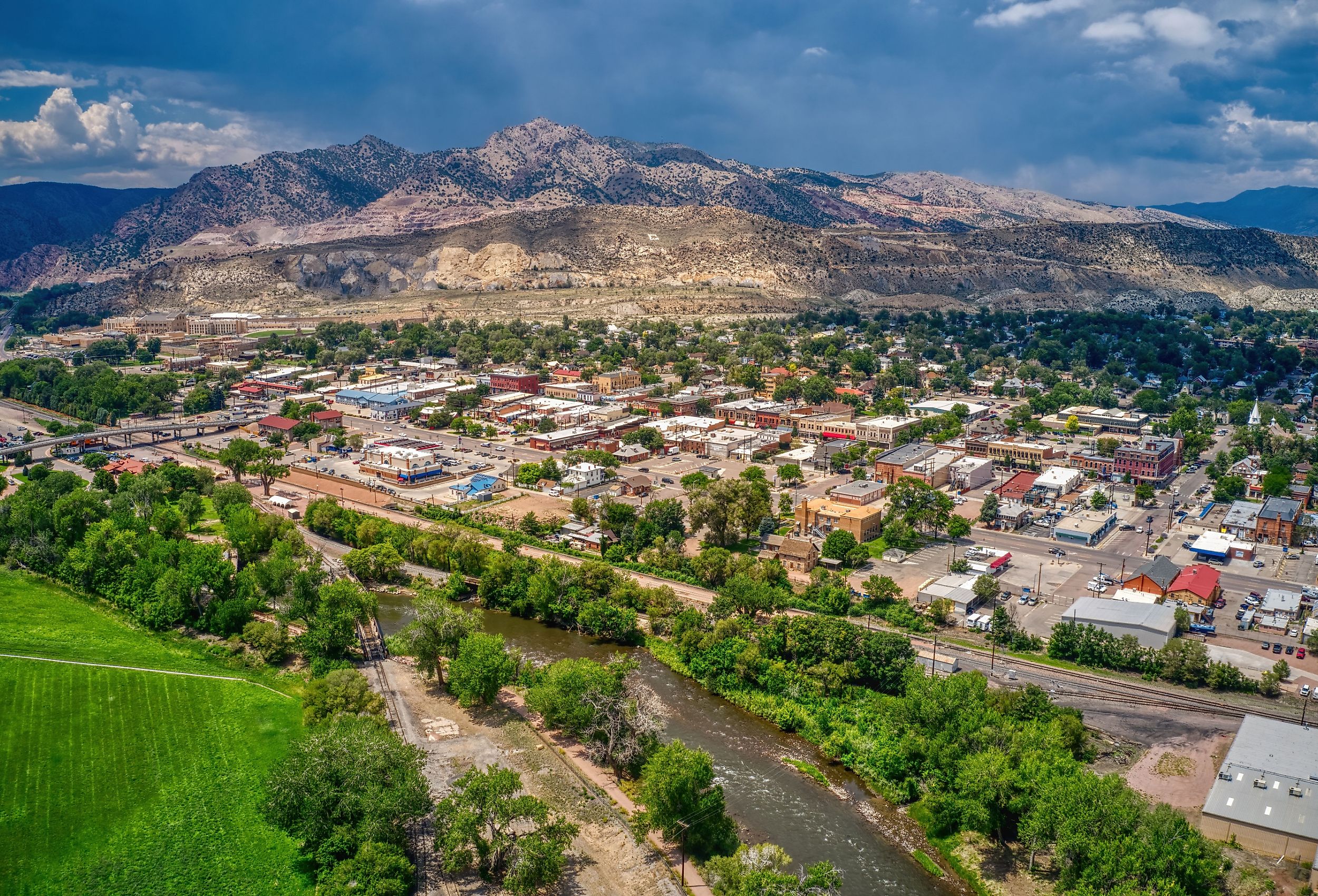 Aerial View of Cañon City, Colorado on the Arkansas River.