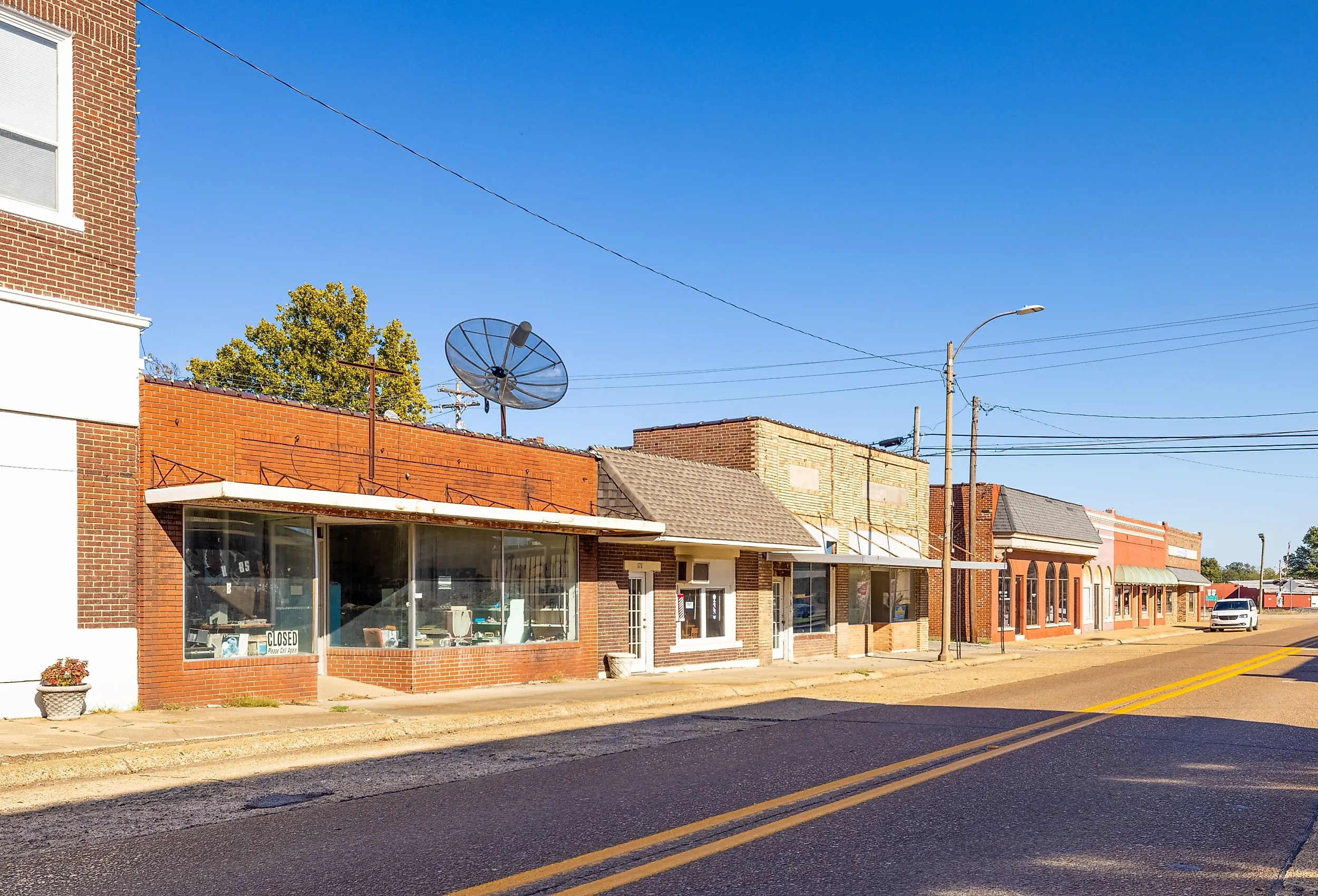 The old business district along Main St in Piggott. Image credit: Roberto Galan via Shutterstock.