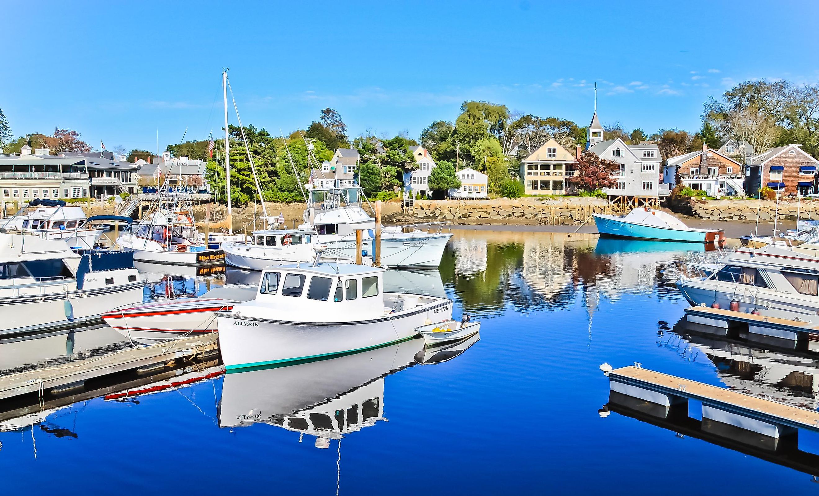 Kennebunkport, maine/united states - 10/6/2010: Beautiful harbor of fishing village in dock square