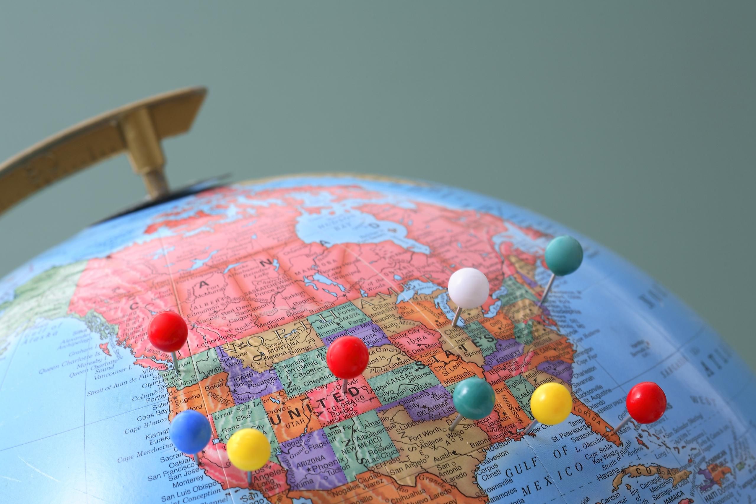 The United States on a globe.