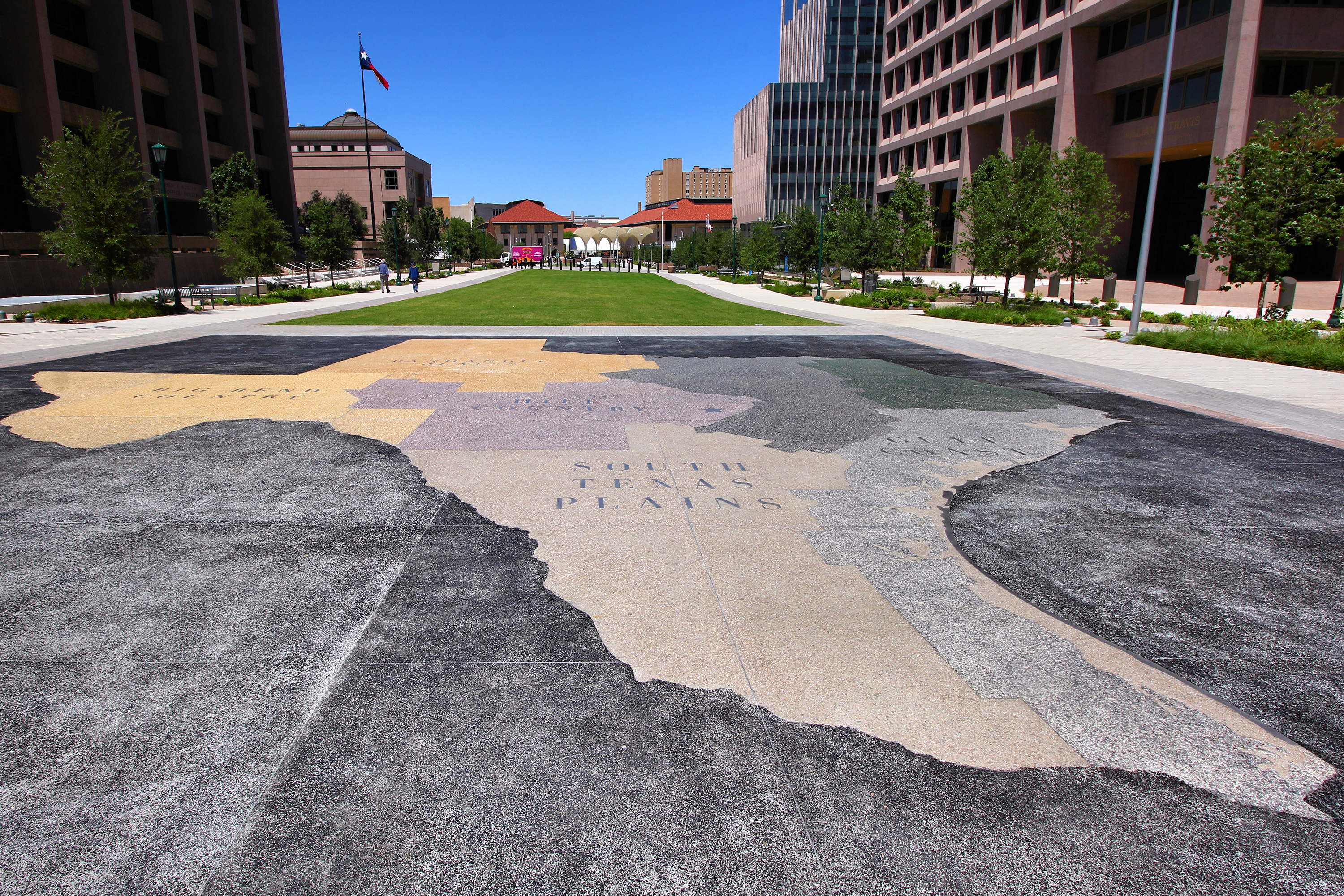 A map of the natural regions of Texas at the Capitol Mall in Austin, Texas, United States. By Larry D. Moore, CC BY 4.0, https://commons.wikimedia.org/w/index.php?curid=131500230