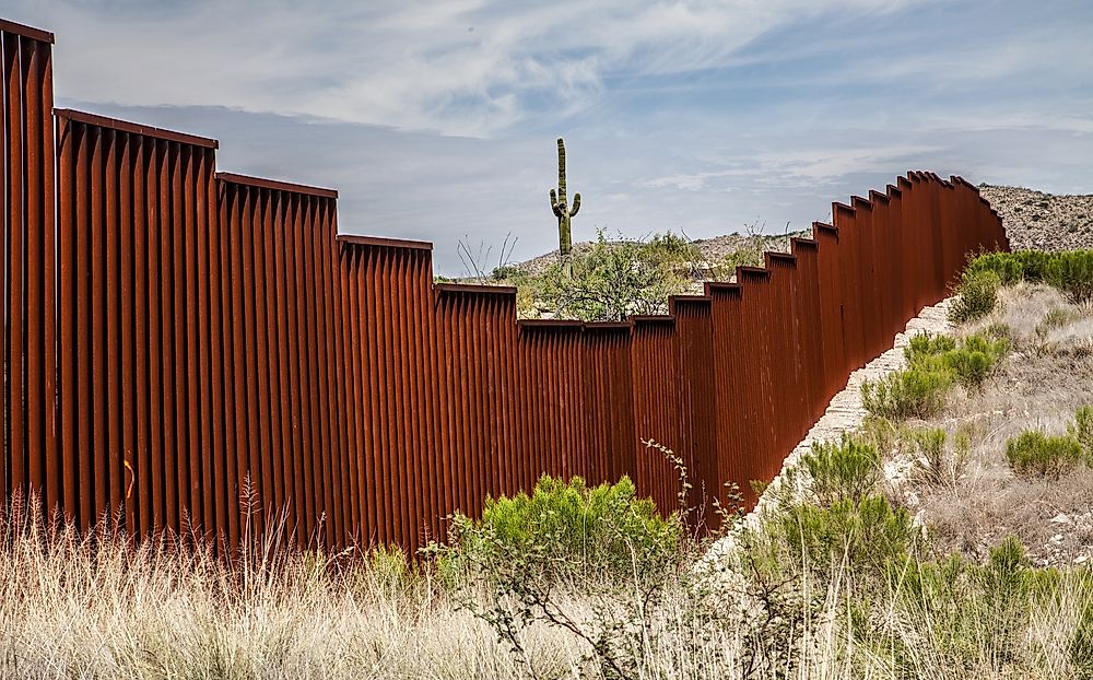 A section of the wall between Mexico and the USA.