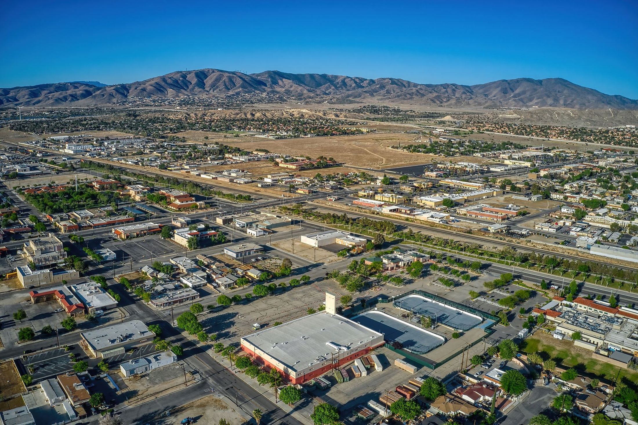 Aerial view of downtown Palmdale, California. 