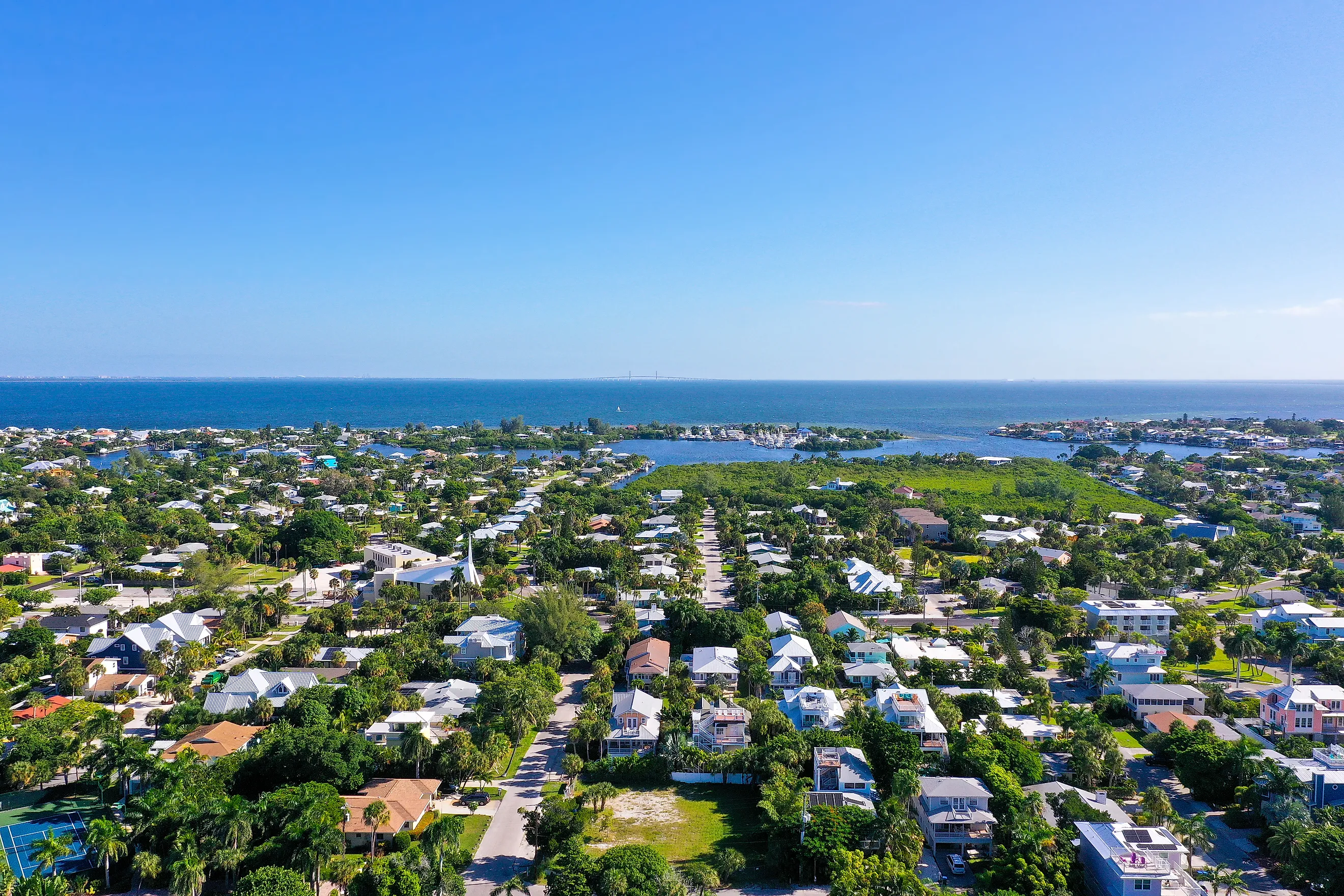 An Aerial View of the Beautiful White Sand Beach on Anna Maria Island