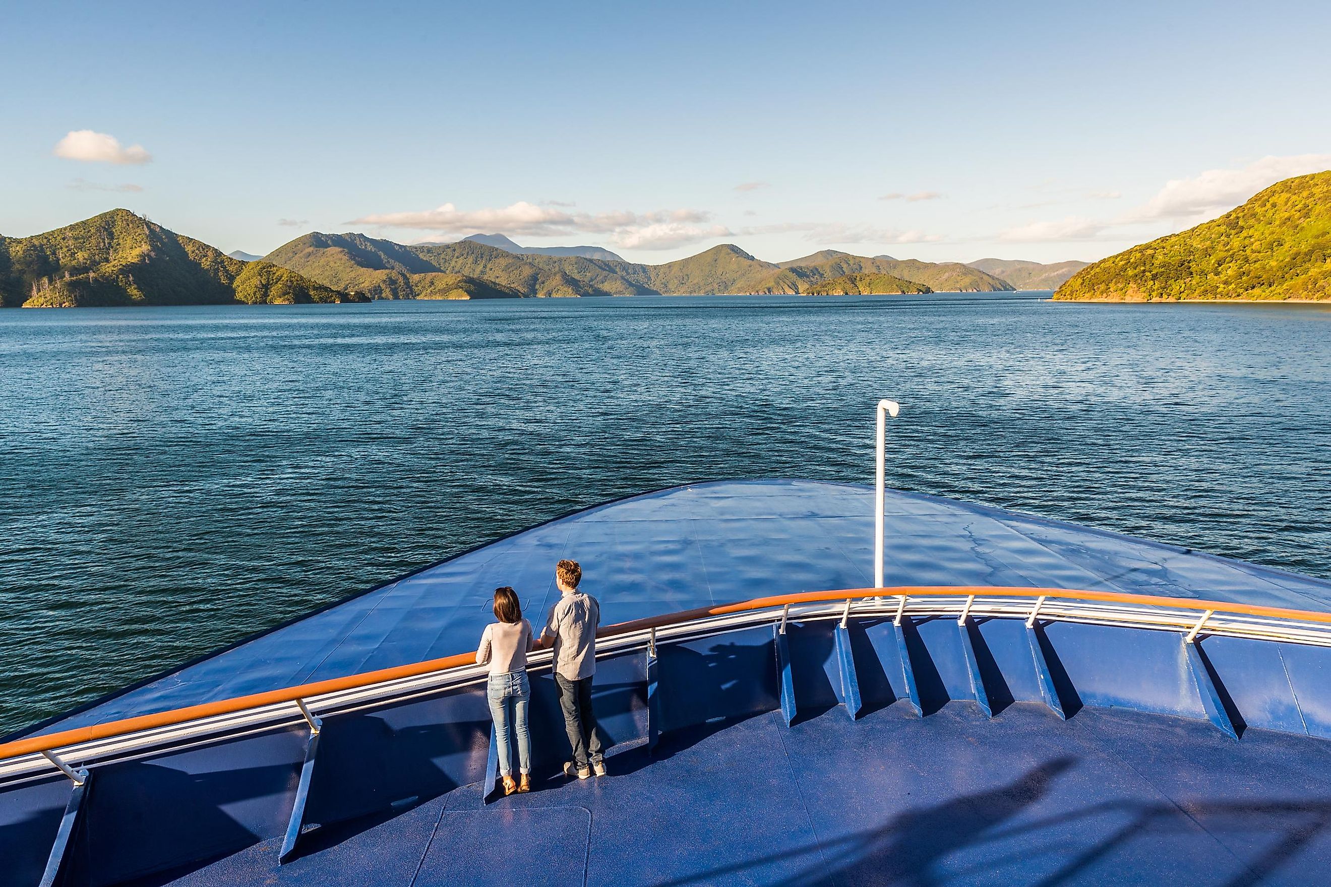 A cruise ship sailing in the Cook Strait.