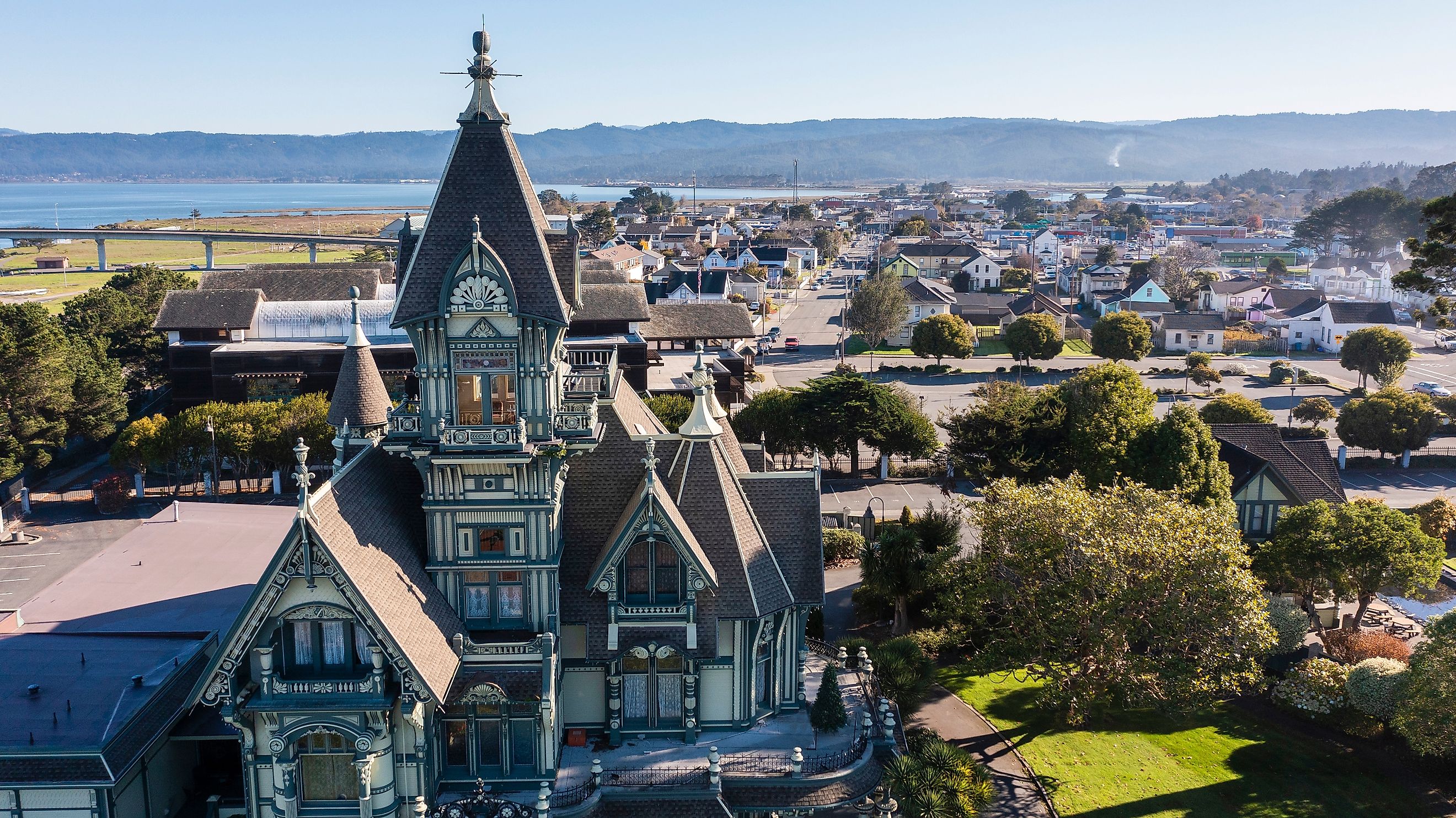 Morning light illuminates the historic downtown area of Eureka, California.