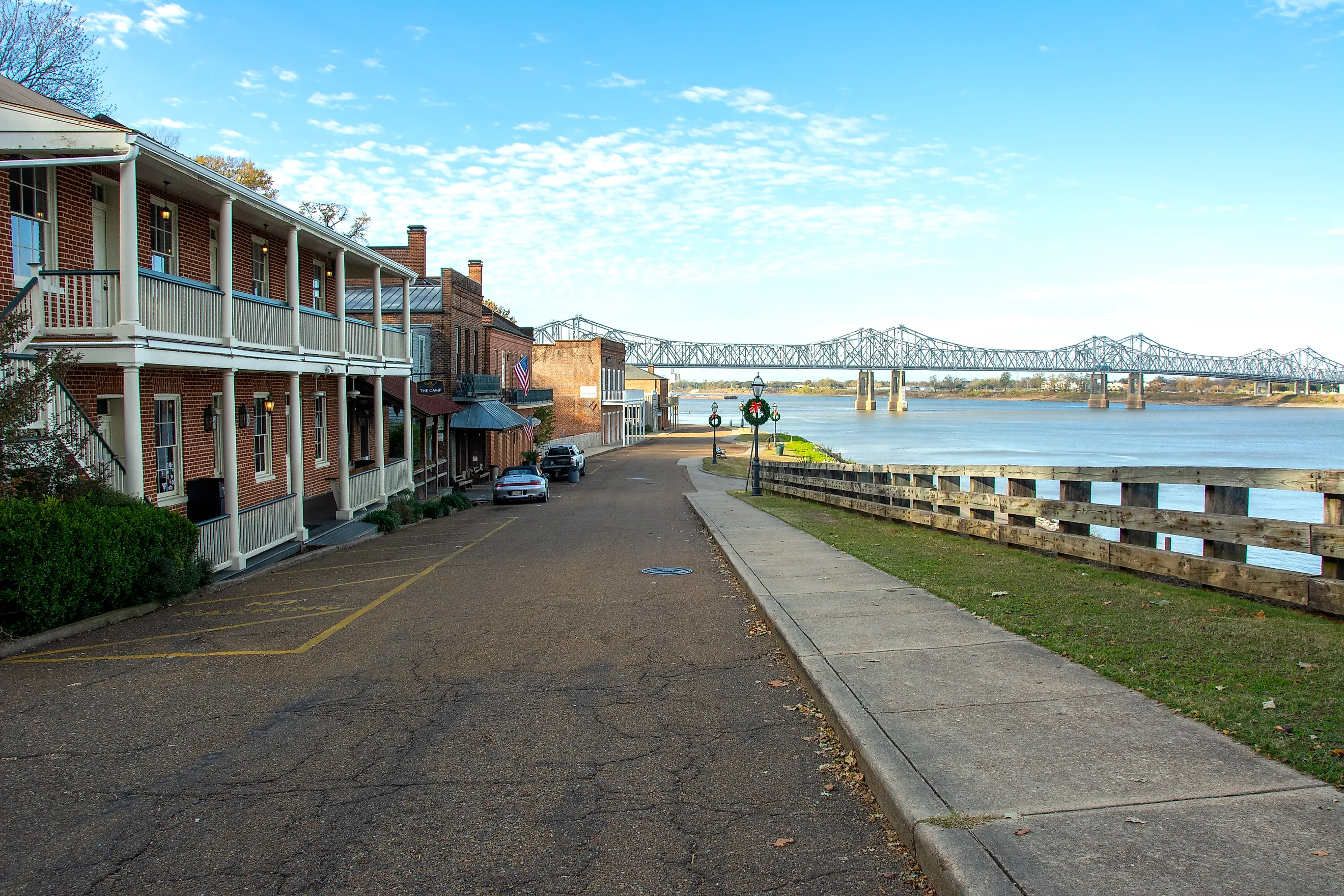 Riverwalk along the Mississippi River in downtown Natchez, Mississippi.