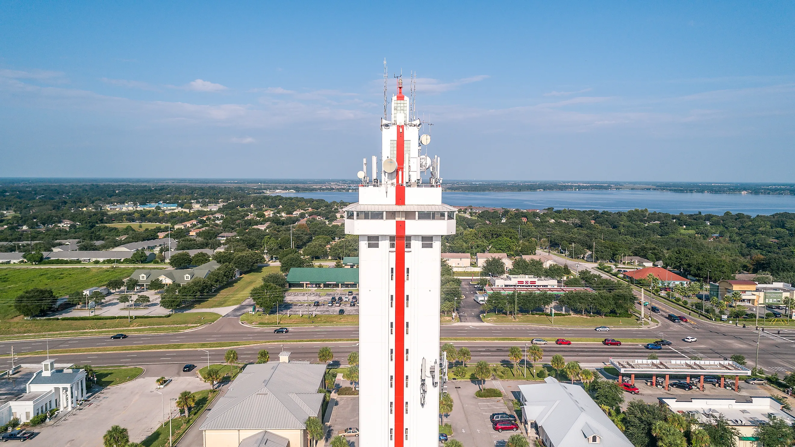 Scenic view from a top the Florida Citrus Tower in Clermont, Florida. Editorial credit: Noah Densmore / Shutterstock.com