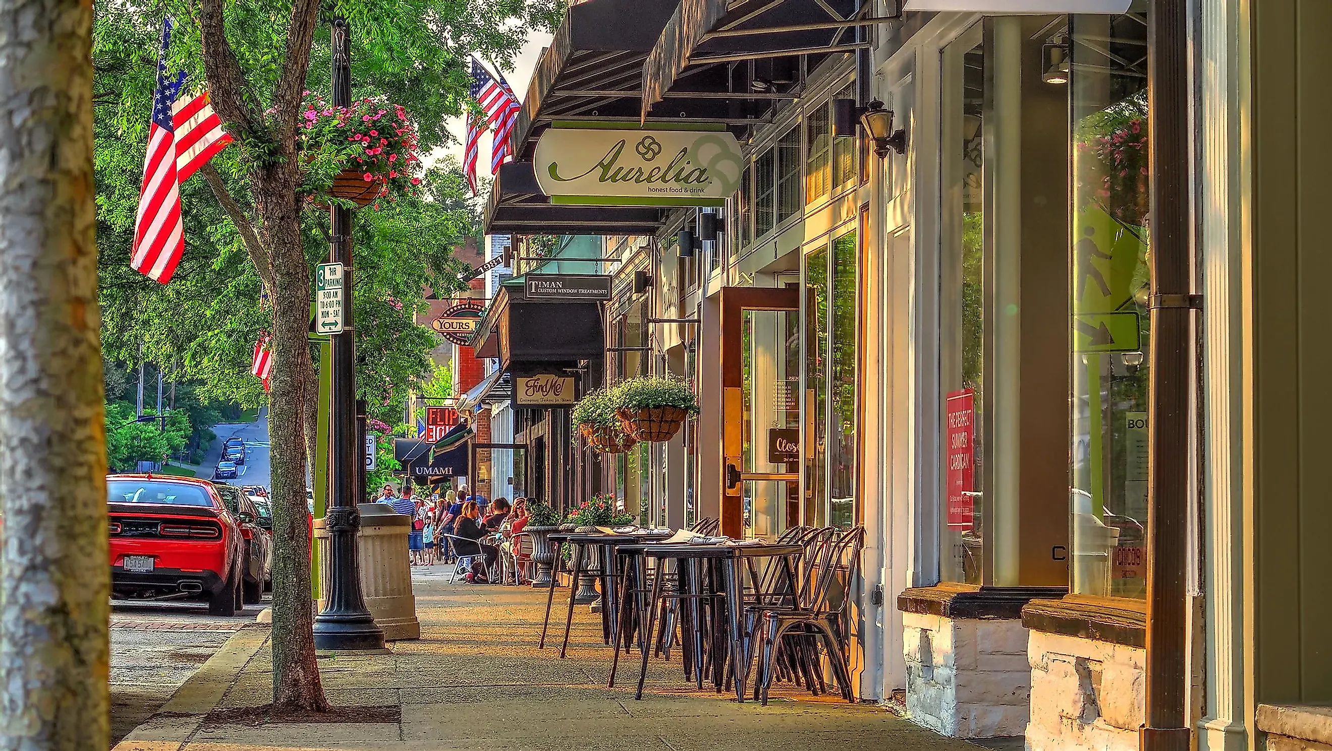 Shops on Main Street in the Business District of Historical Downtown Chagrin Falls, Ohio