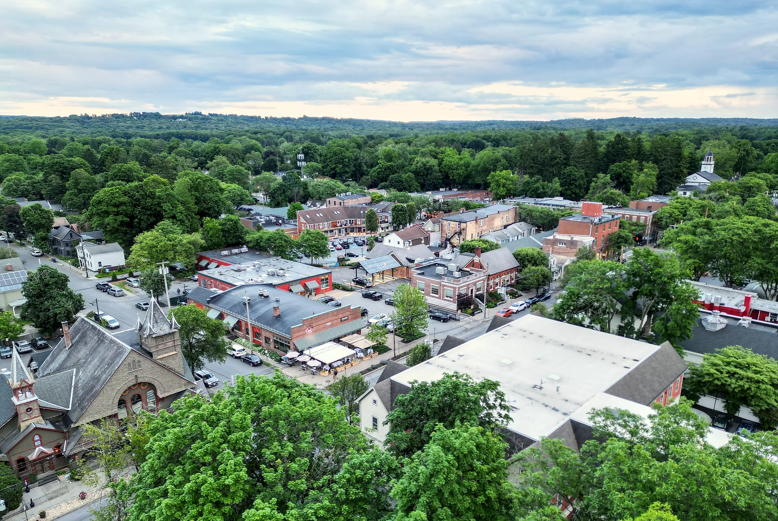 Aerial view of Rhinebeck, New York.