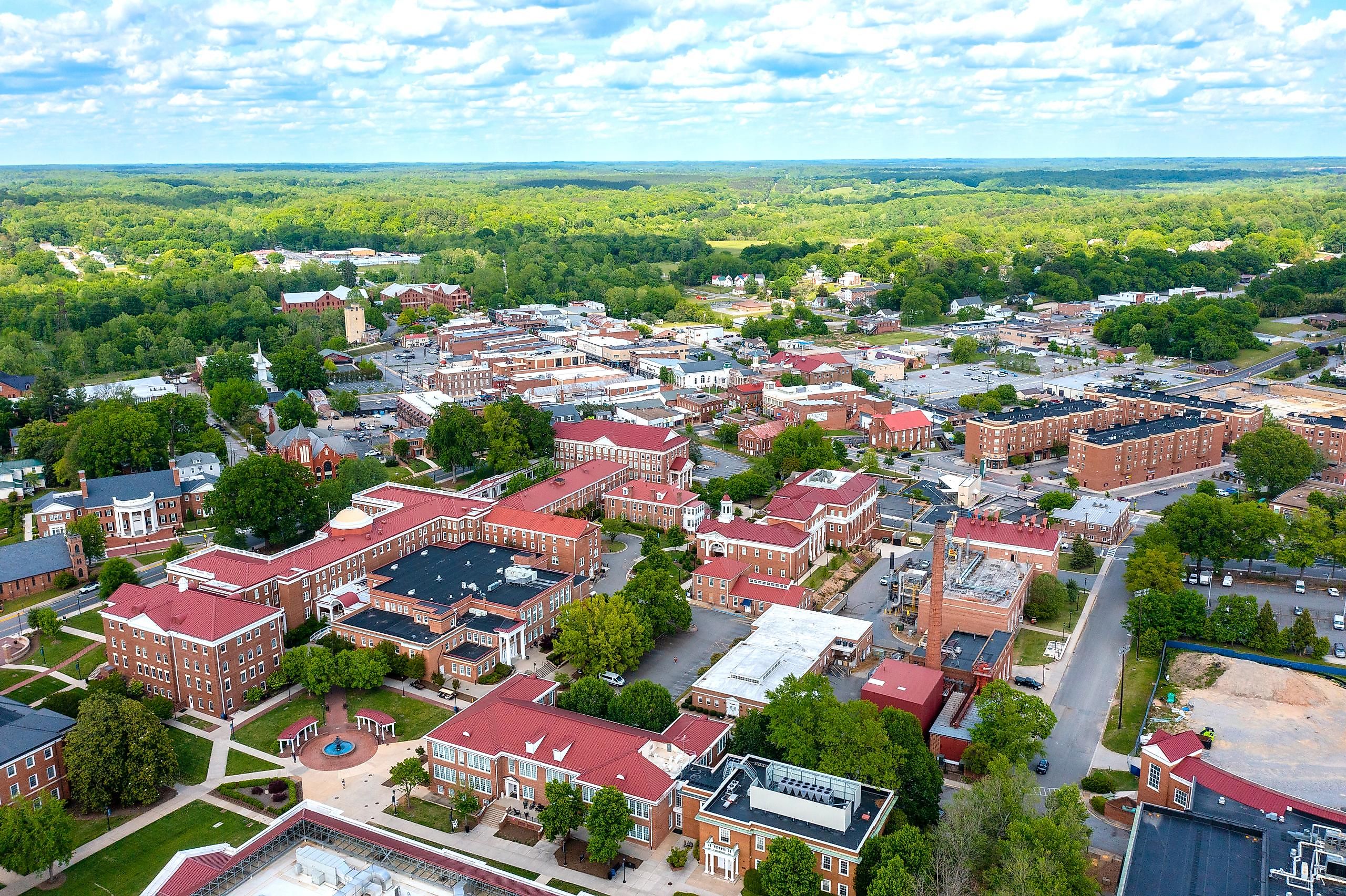 Aerial view of Farmville, Virginia.