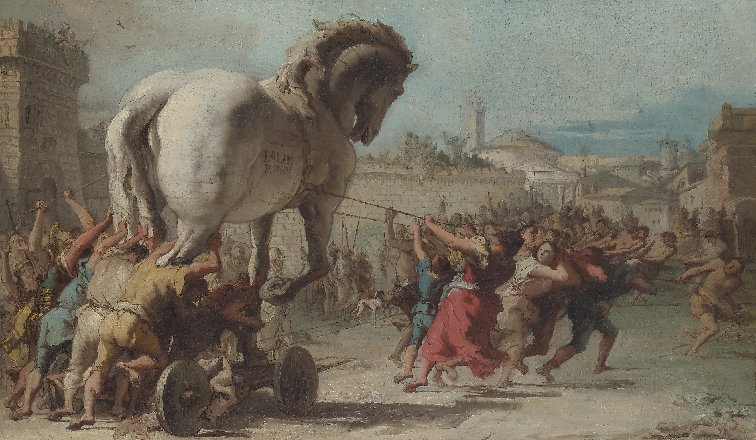 The Procession of the Trojan Horse in Troy (Giovanni Domenico Tiepolo, Public domain, via Wikimedia Commons)