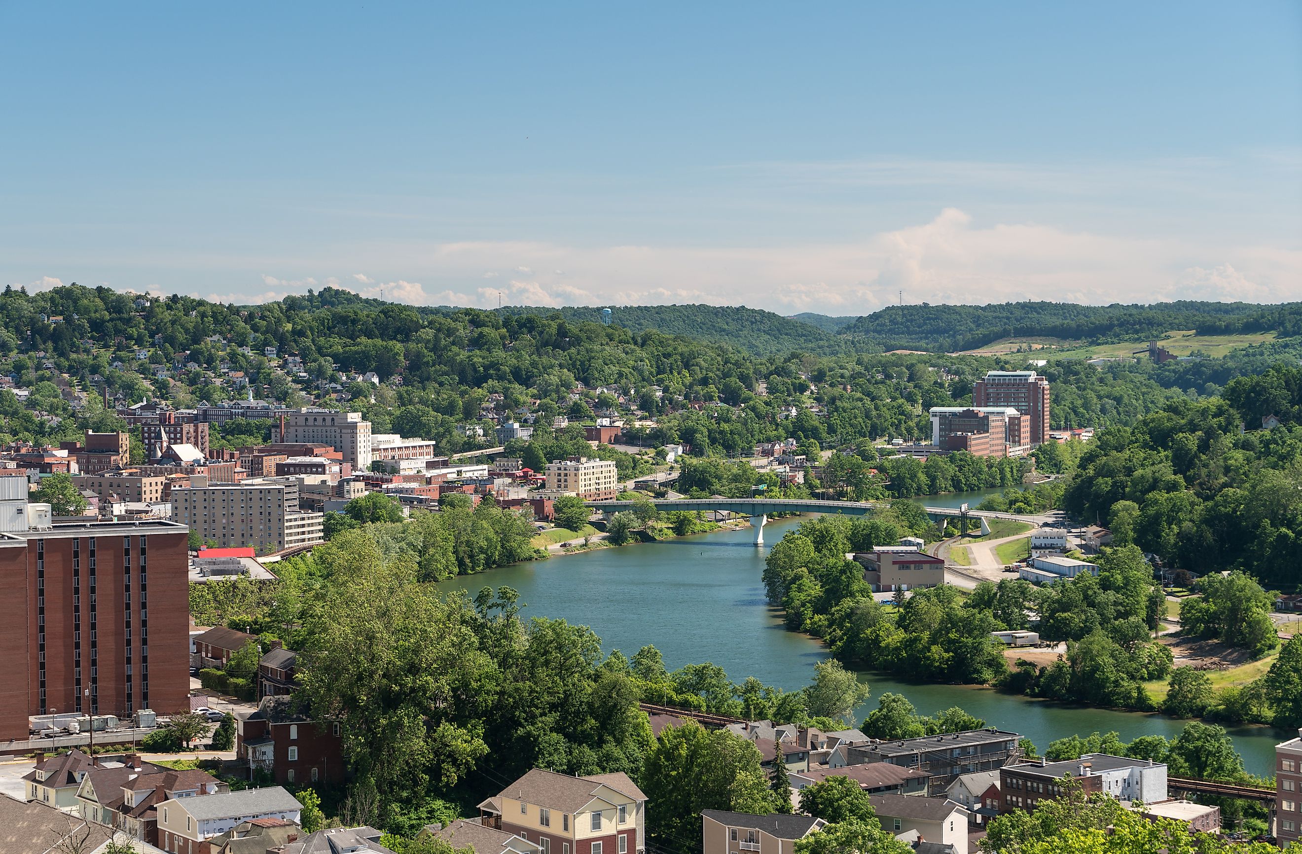 Aerial view of Morgantown, West Virginia.
